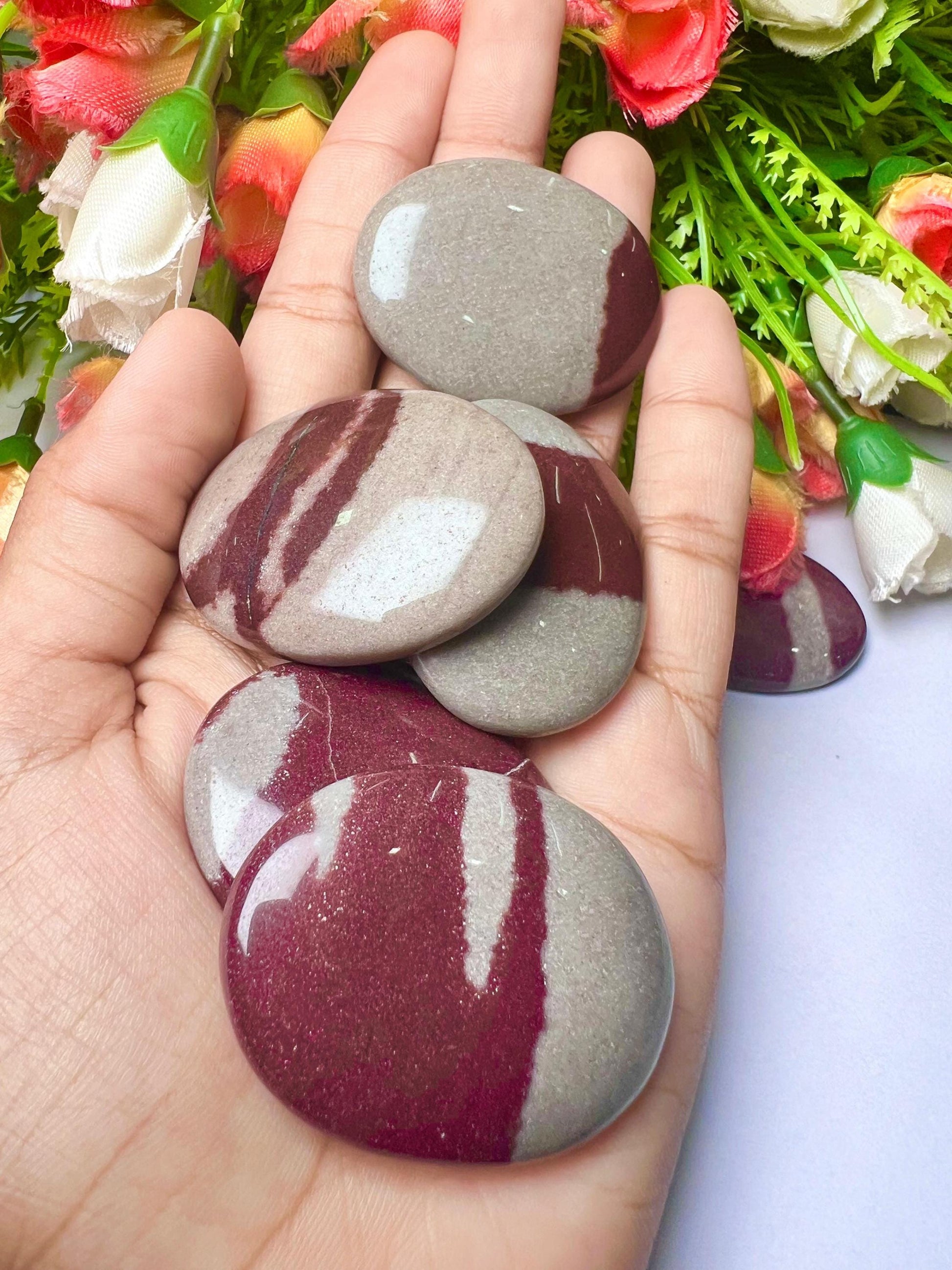 NARMADA Agate Stone Worry Stone – Crystal Worry Stone – Pocket Stone – Healing Crystal - 4cmx3cm Thumb Stone One (1) Piece