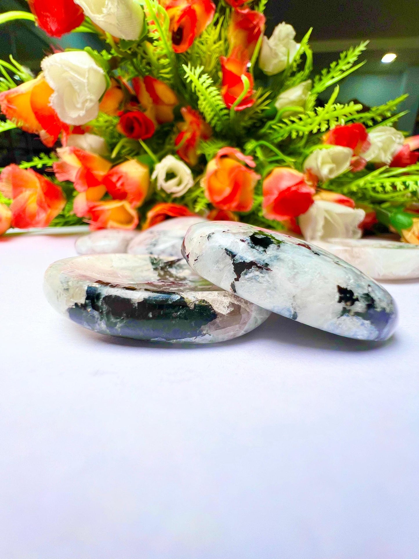 Rainbow Moonstone Worry Stone – Crystal Worry Stone – Pocket Stone – Healing Crystal - 4.5x3.5cm