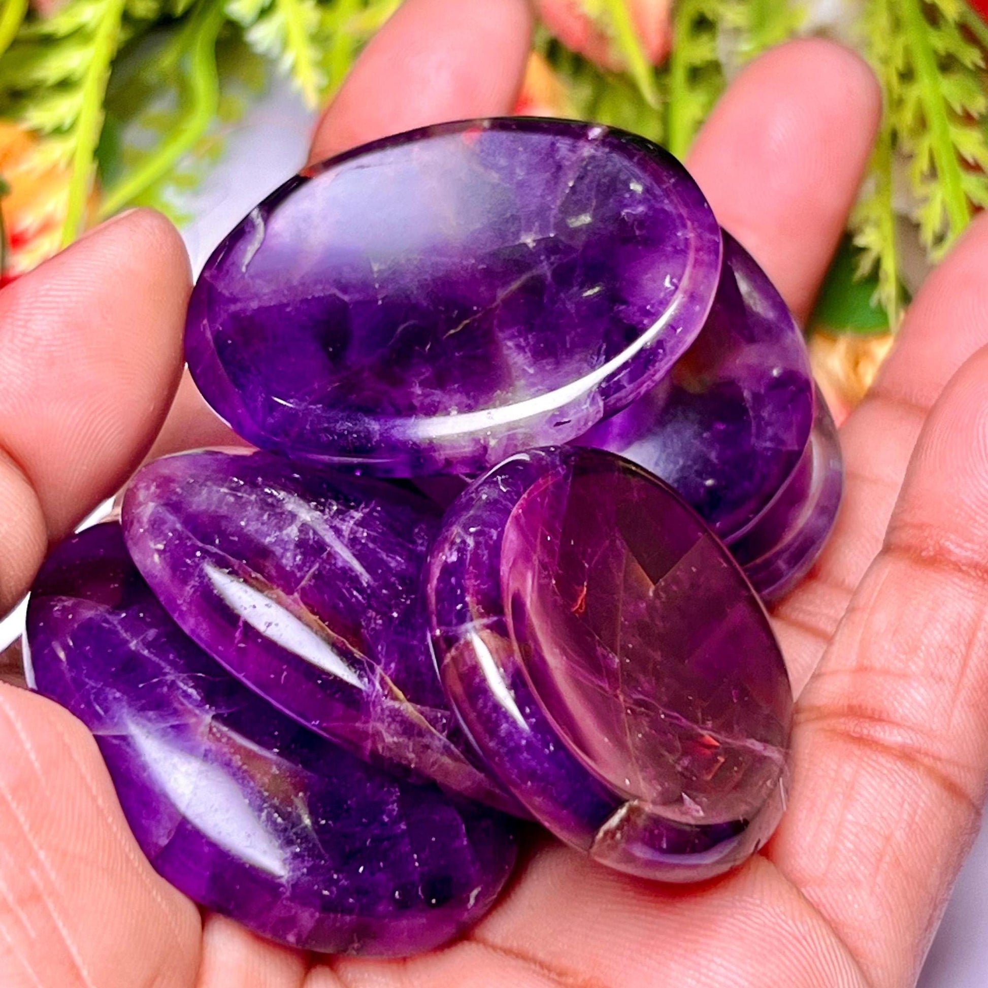 Amethyst Stone Worry Stone – Crystal Worry Stone – Pocket Stone – Healing Crystal - 4cmx3cm Thumb Stone One (1) Piece