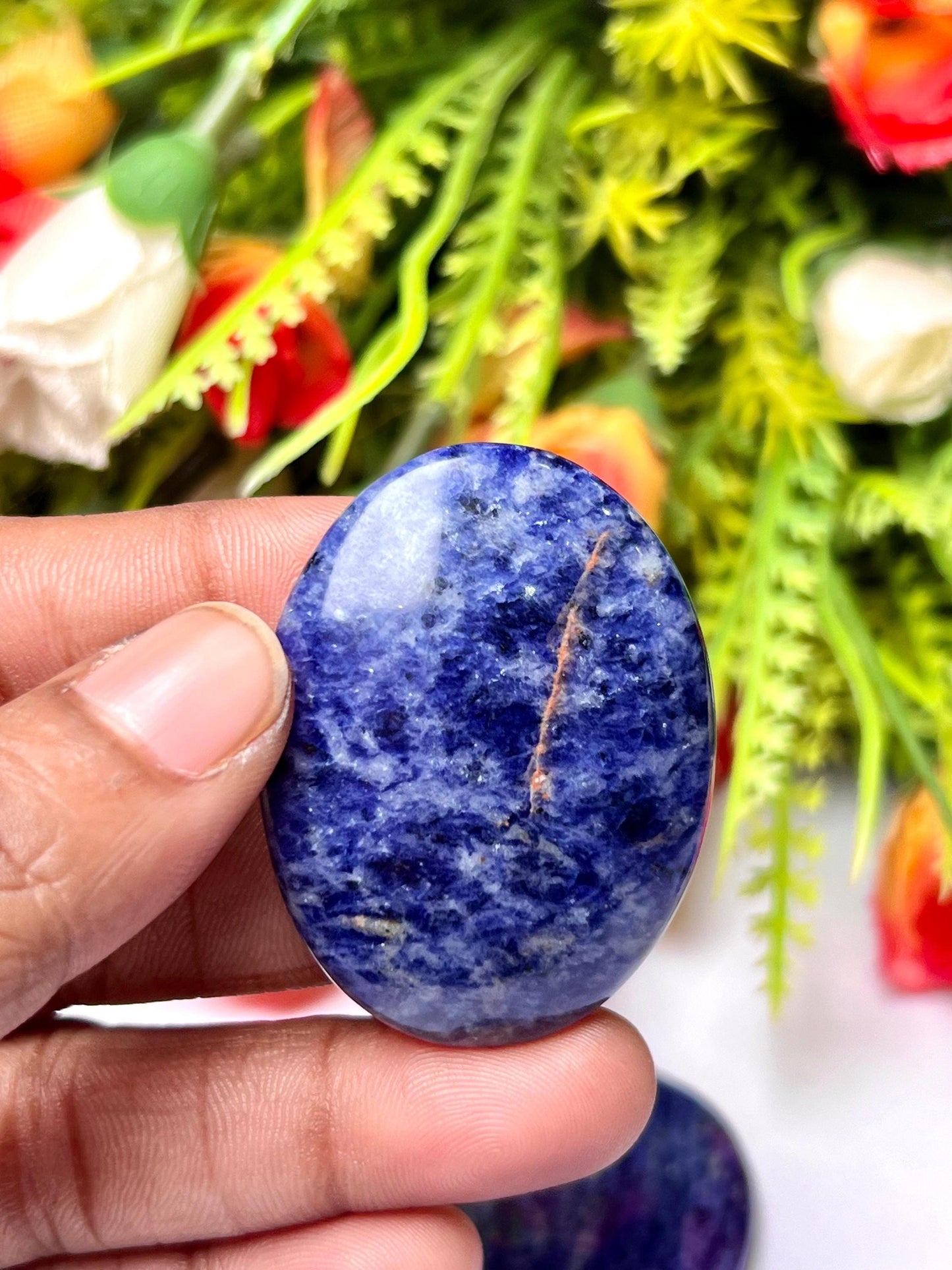 Sodalite Stone Worry Stone – Crystal Worry Stone – Pocket Stone – Healing Crystal - 4cmx3cm Thumb Stone One (1) Piece