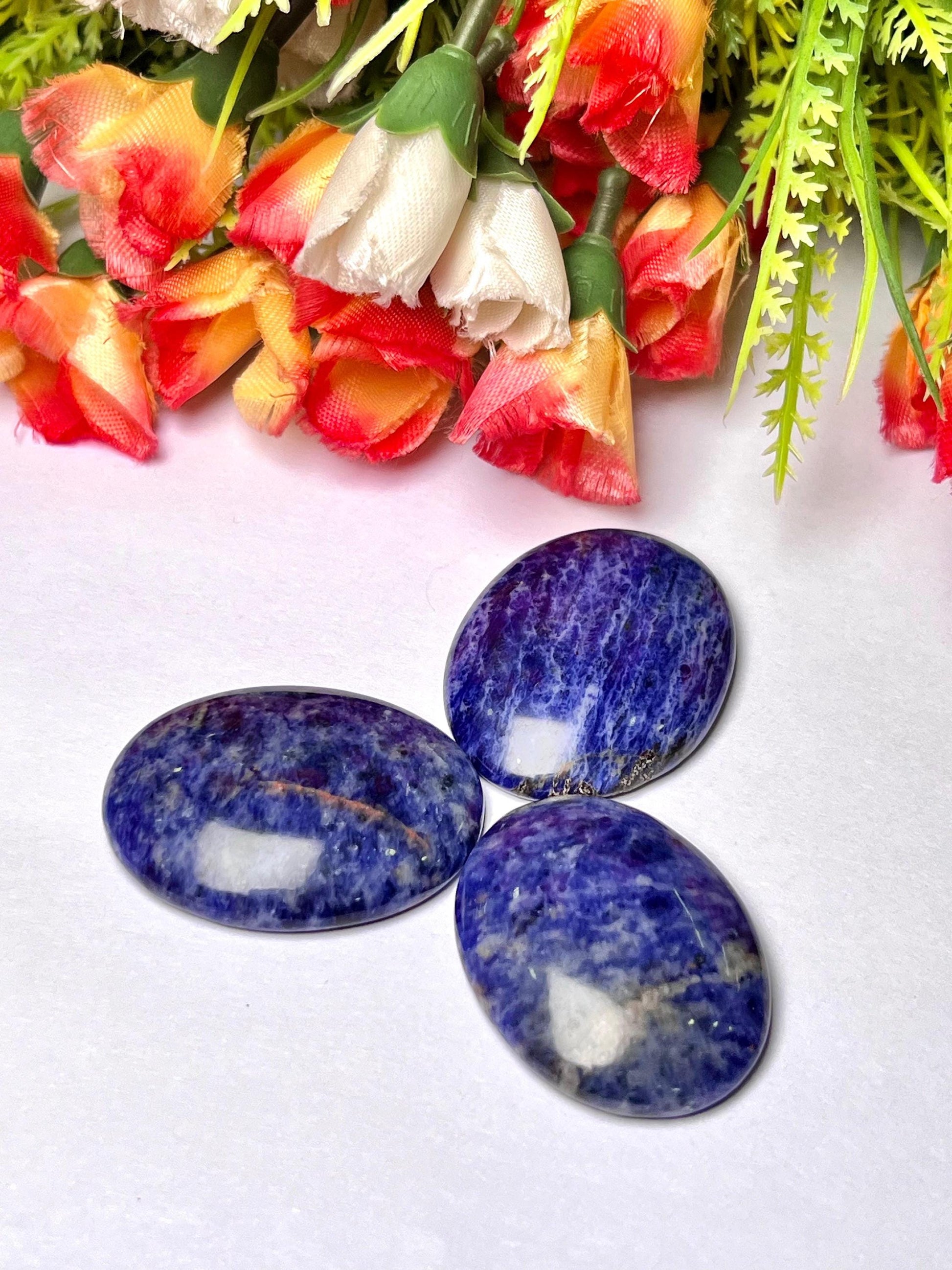 Sodalite Stone Worry Stone – Crystal Worry Stone – Pocket Stone – Healing Crystal - 4cmx3cm Thumb Stone One (1) Piece