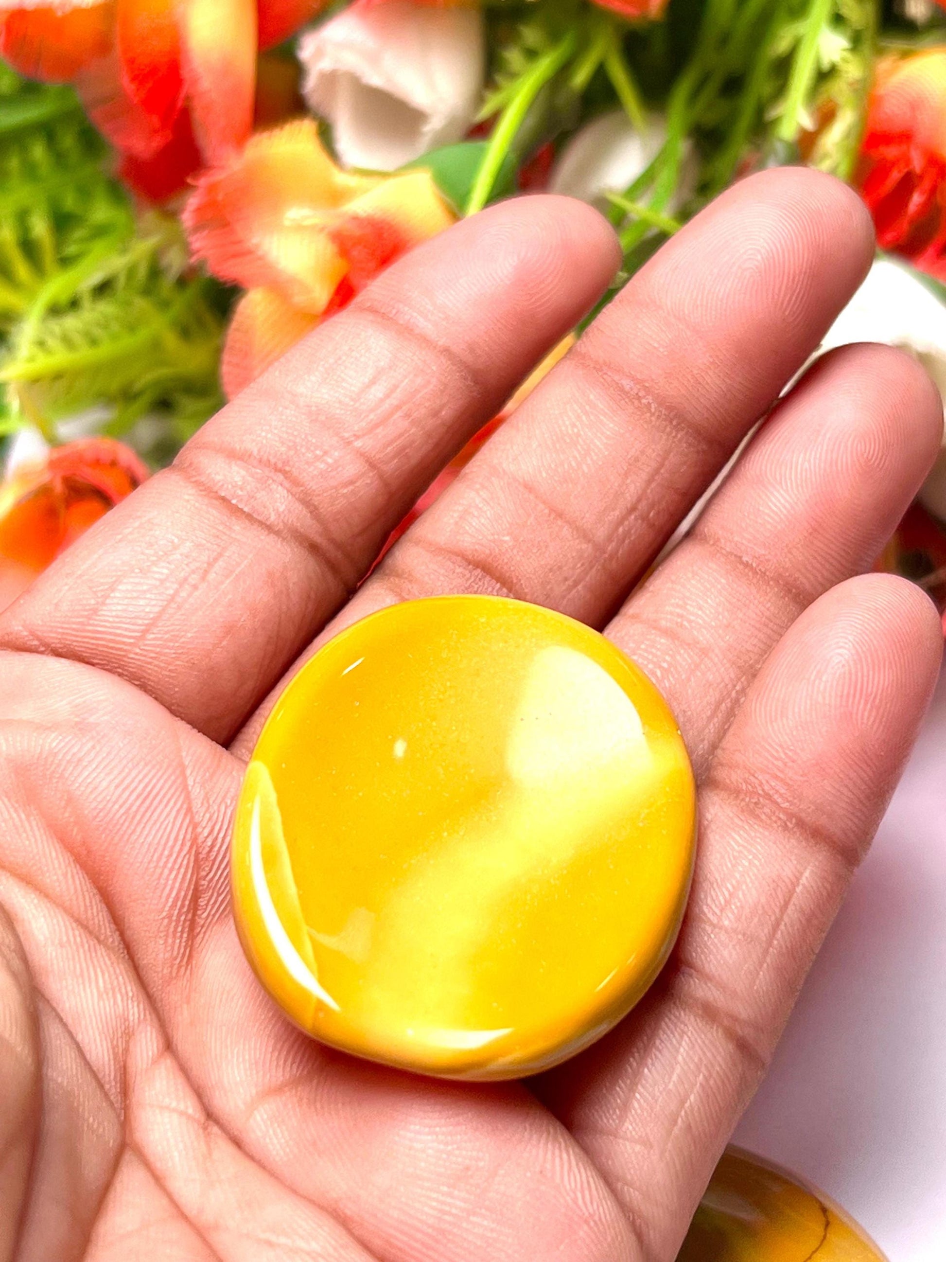 Yellow Jasper Stone / Camel Jasper Worry Stone – Crystal Worry Stone – Pocket Stone – Healing Crystal - 4.5x3.5cm