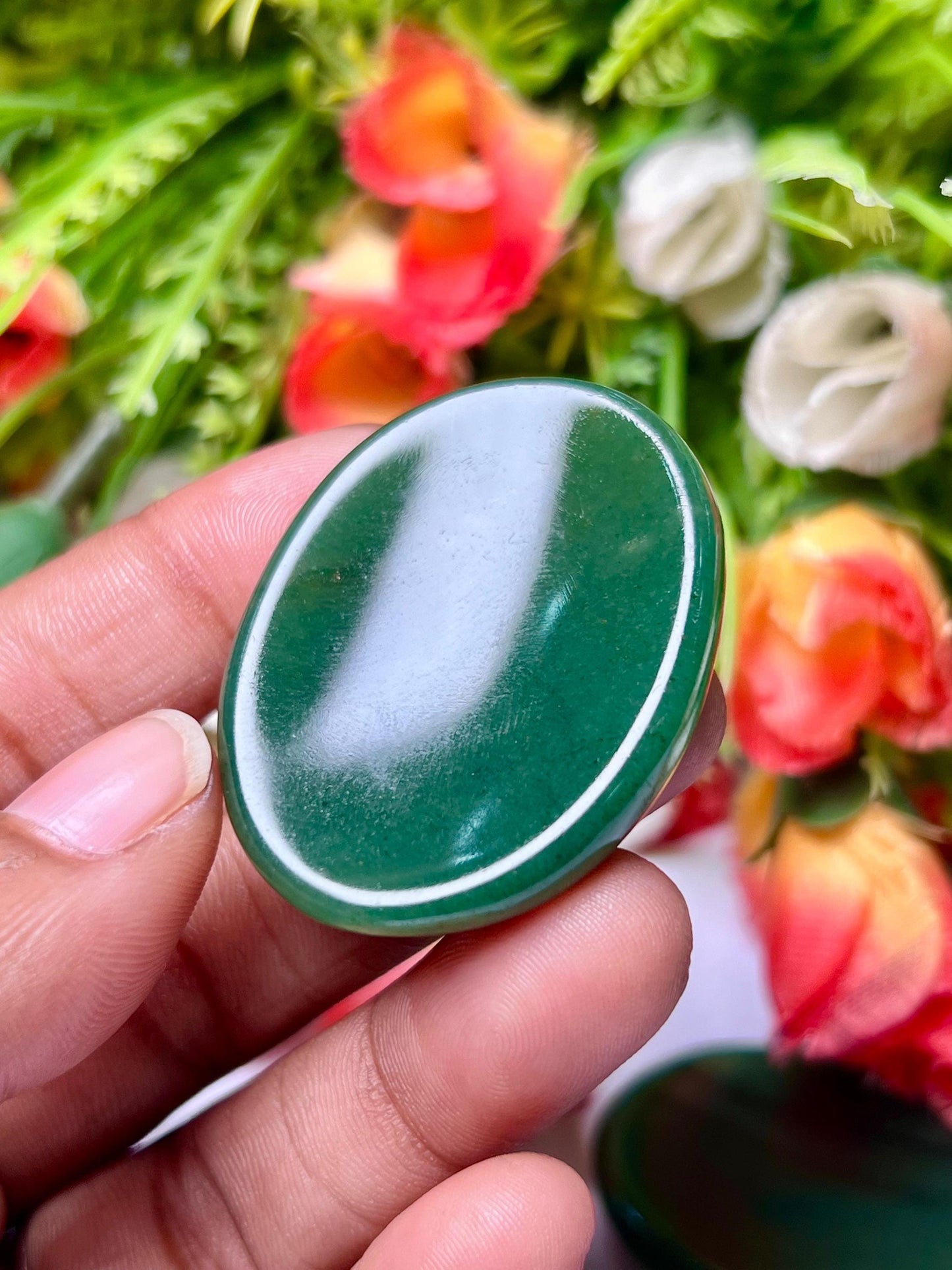 Green Jade Stone Worry Stone – Crystal Worry Stone – Pocket Stone – Healing Crystal - 4cmx3cm Thumb Stone One (1) Piece