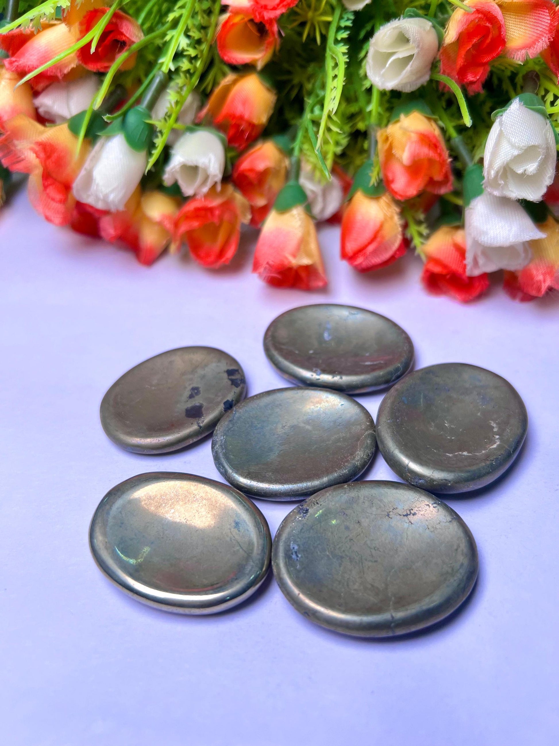 Pyrite Worry Stone – Crystal Worry Stone – Pocket Stone – Healing Crystal - 4.5x3.5cm