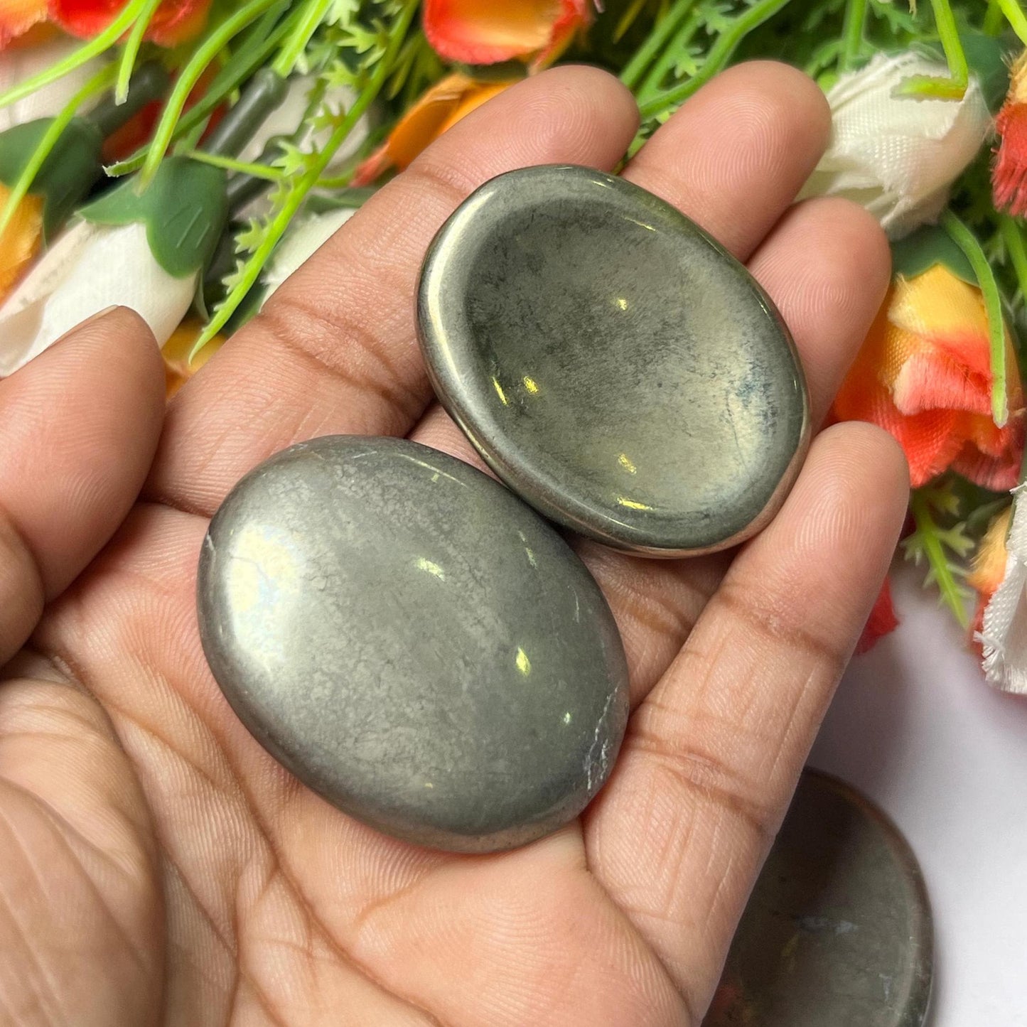 Pyrite Worry Stone – Crystal Worry Stone – Pocket Stone – Healing Crystal - 4.5x3.5cm