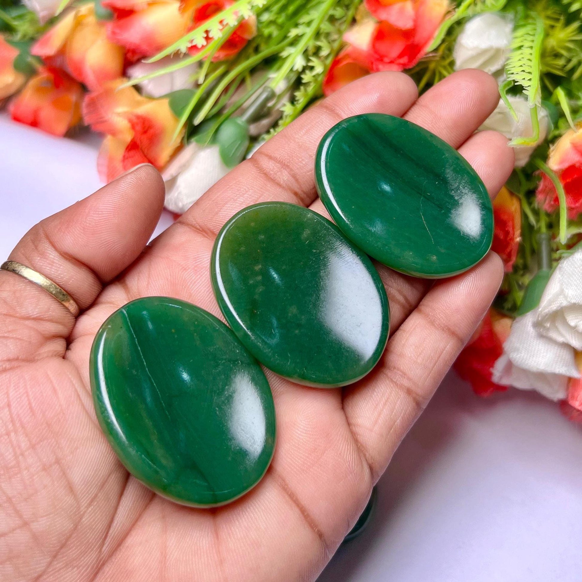 Green Jade Stone Worry Stone – Crystal Worry Stone – Pocket Stone – Healing Crystal - 4cmx3cm Thumb Stone One (1) Piece