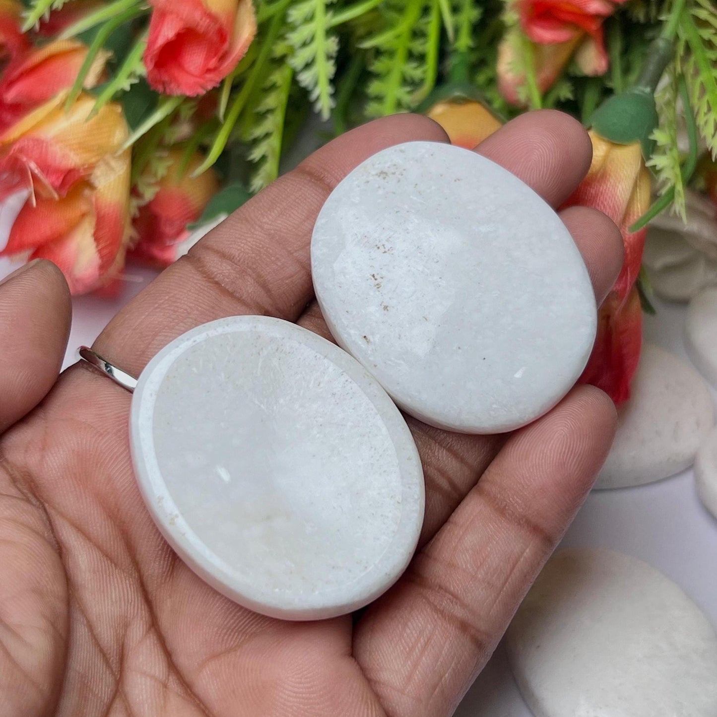 Scolecite Worry Stone – Crystal Worry Stone – Pocket Stone – Healing Crystal - 4.5x3.5cm