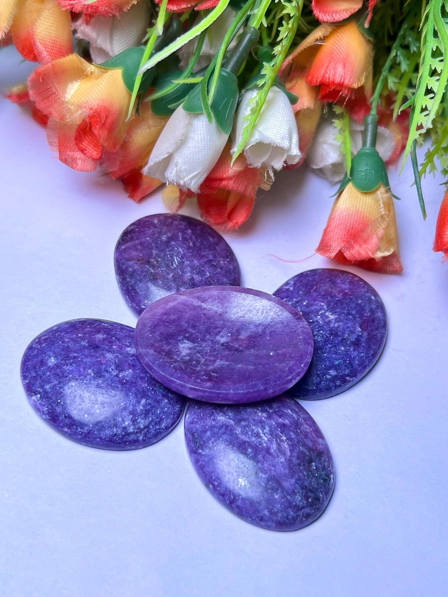 lepidolite Stone Worry Stone – Crystal Worry Stone – Pocket Stone – Healing Crystal - 4cmx3cm Thumb Stone One (1) Piece