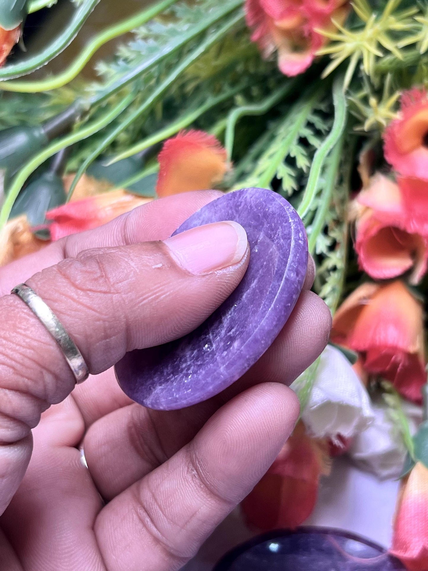 lepidolite Stone Worry Stone – Crystal Worry Stone – Pocket Stone – Healing Crystal - 4cmx3cm Thumb Stone One (1) Piece