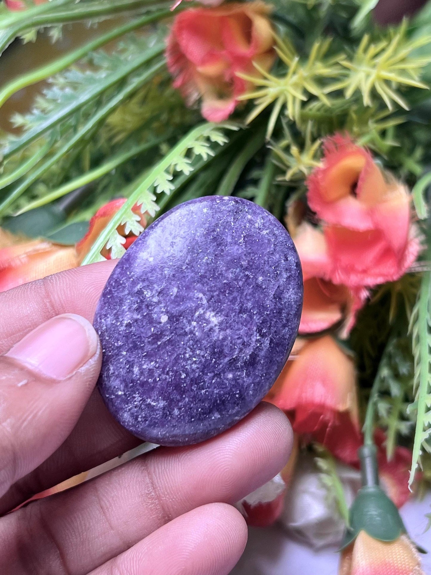 lepidolite Stone Worry Stone – Crystal Worry Stone – Pocket Stone – Healing Crystal - 4cmx3cm Thumb Stone One (1) Piece