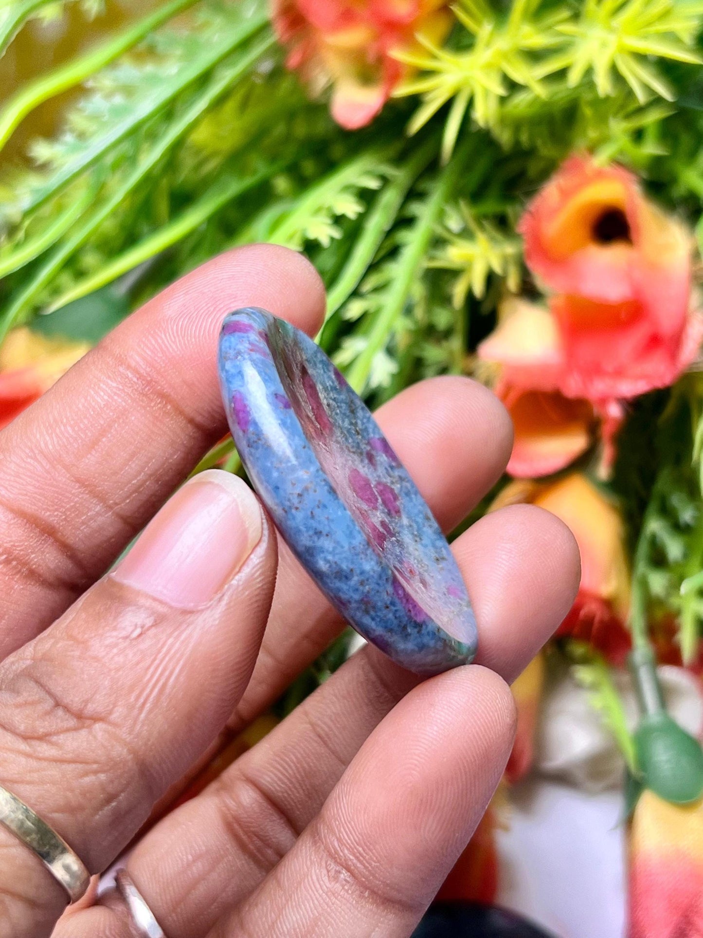 Ruby Kyanite Stone Worry Stone – Crystal Worry Stone – Pocket Stone – Healing Crystal - 4cmx3cm Thumb Stone One (1) Piece