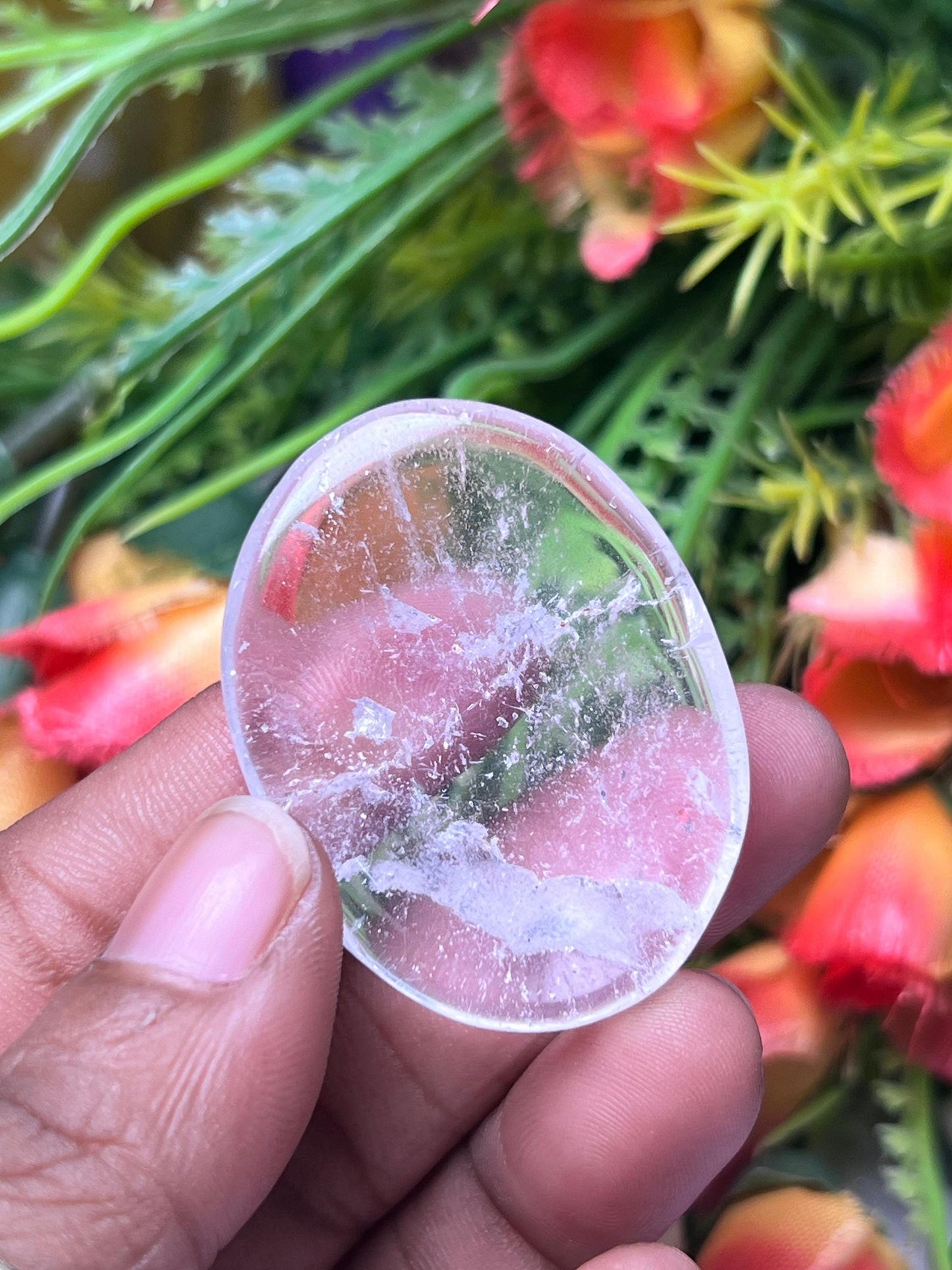 Himalayan Crystal Quartz Stone Worry Stone – Crystal Worry Stone – Pocket Stone – Healing Crystal - 4cmx3cm Thumb Stone One (1) Piece