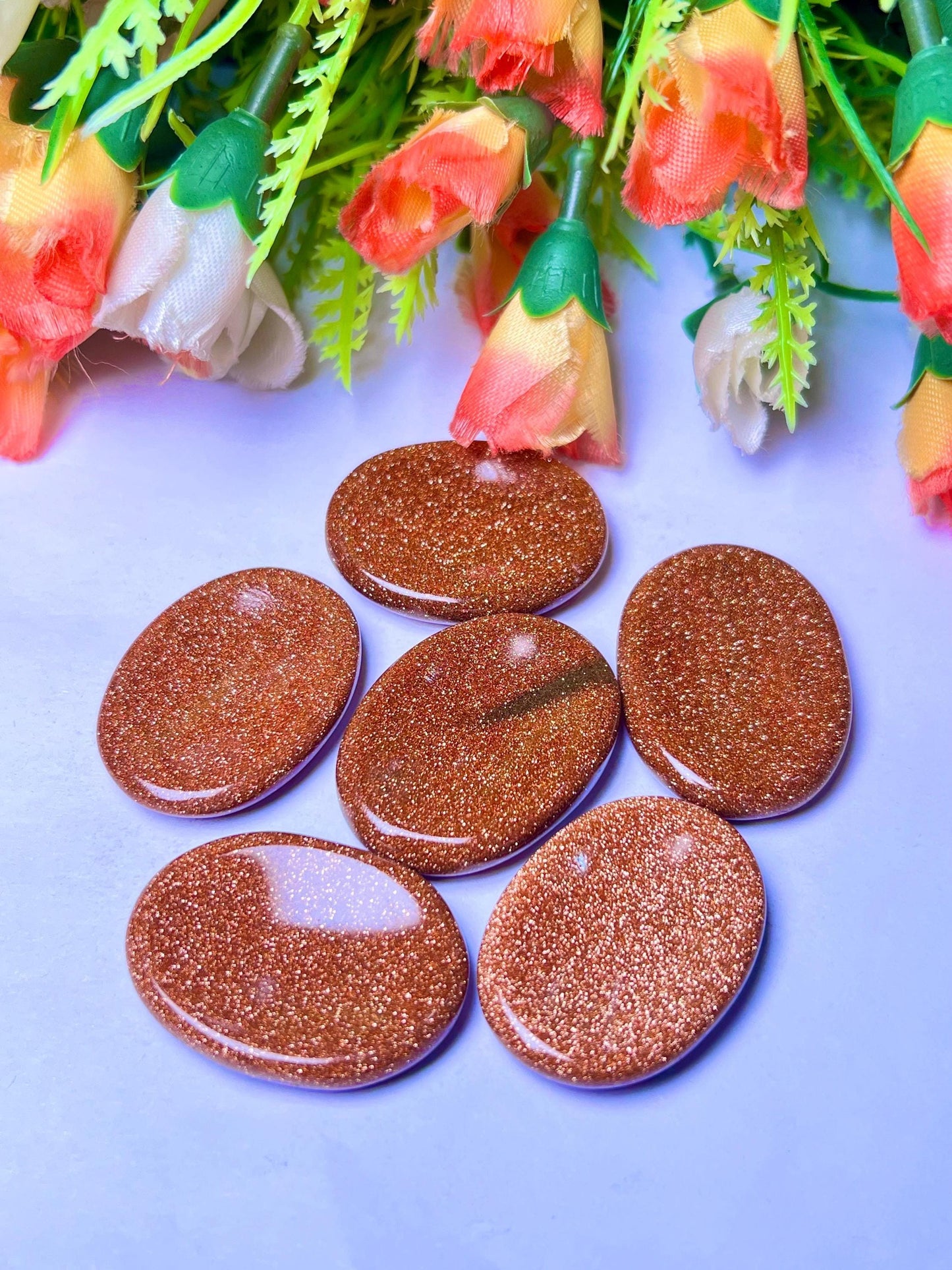 Red Goldstone Sunsitara Stone Worry Stone – Crystal Worry Stone – Pocket Stone – Healing Crystal - 4cmx3cm Thumb Stone One (1) Piece