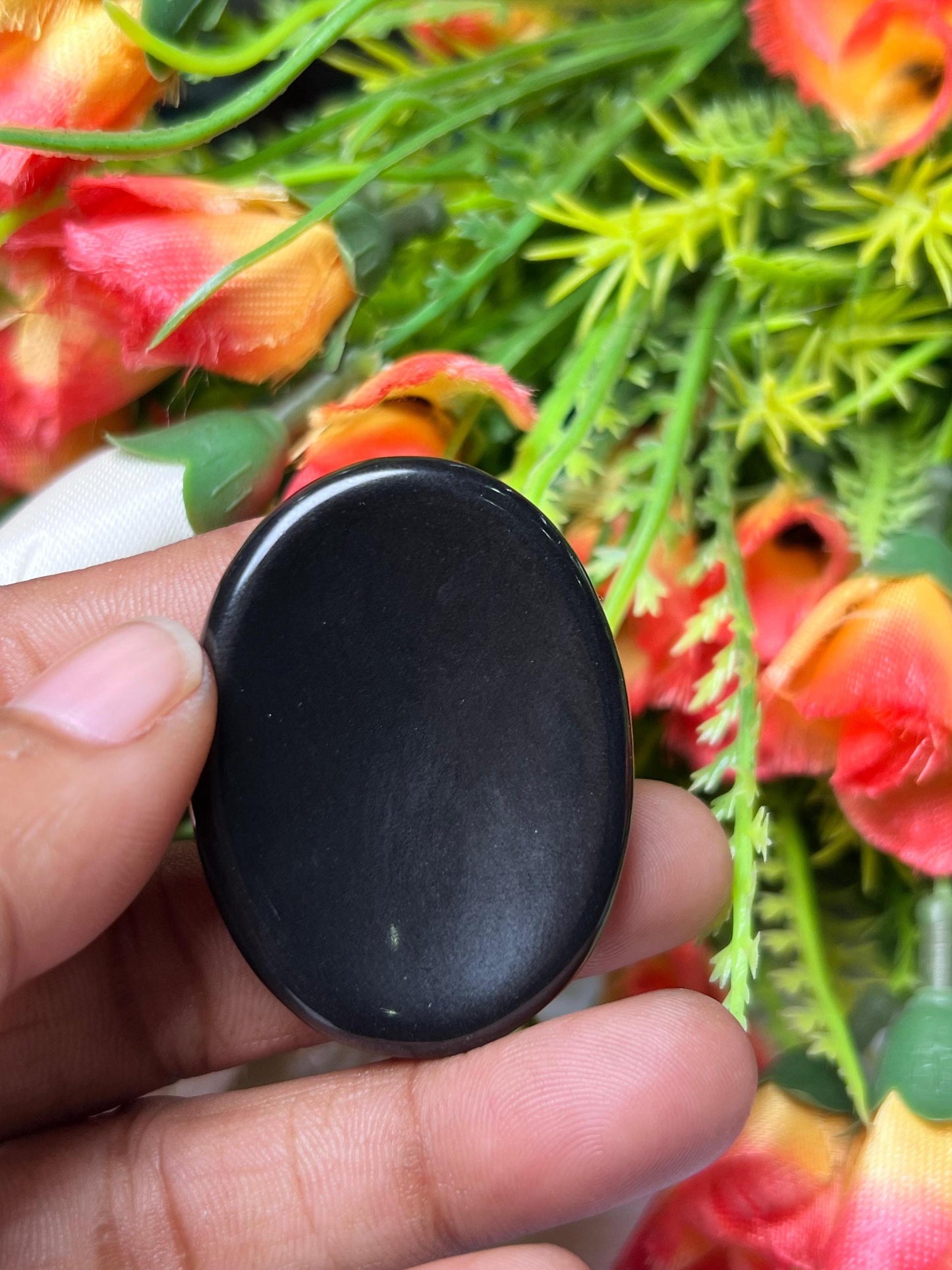 Black Obsidian Stone Worry Stone – Crystal Worry Stone – Pocket Stone – Healing Crystal - 4cmx3cm Thumb Stone One (1) Piece