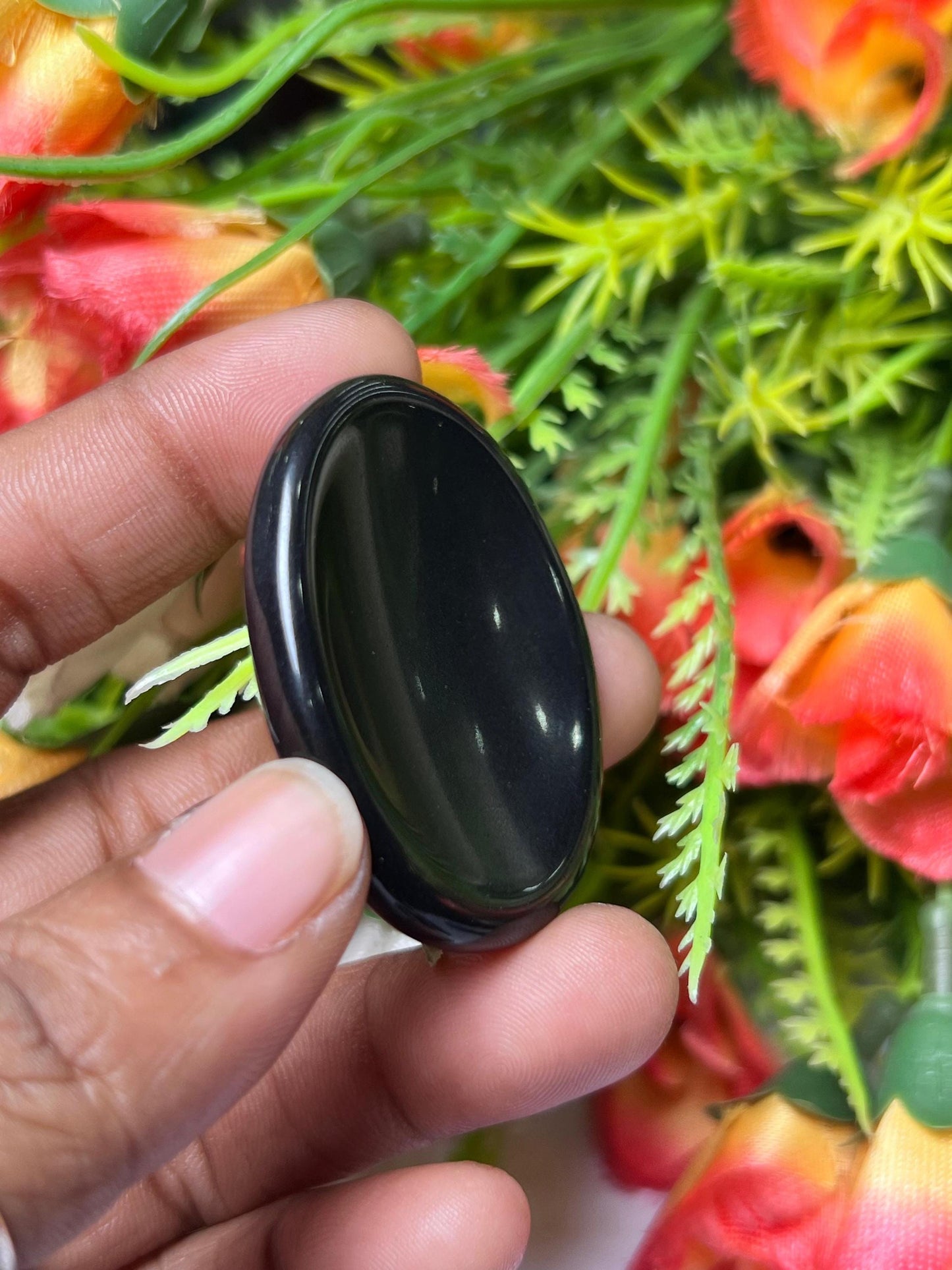 Black Obsidian Stone Worry Stone – Crystal Worry Stone – Pocket Stone – Healing Crystal - 4cmx3cm Thumb Stone One (1) Piece