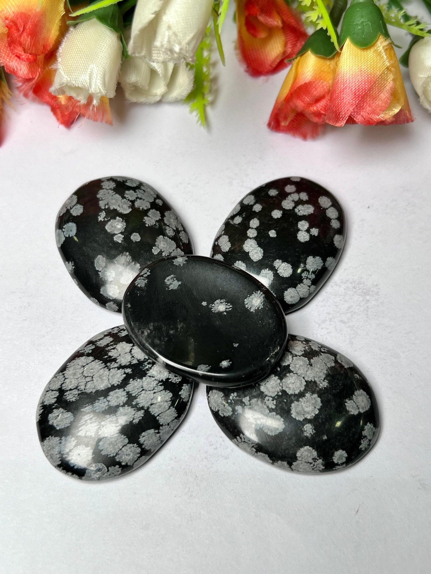 Snowflake Obsidian Stone Worry Stone – Crystal Worry Stone – Pocket Stone – Healing Crystal - 4cmx3cm Thumb Stone One (1) Piece