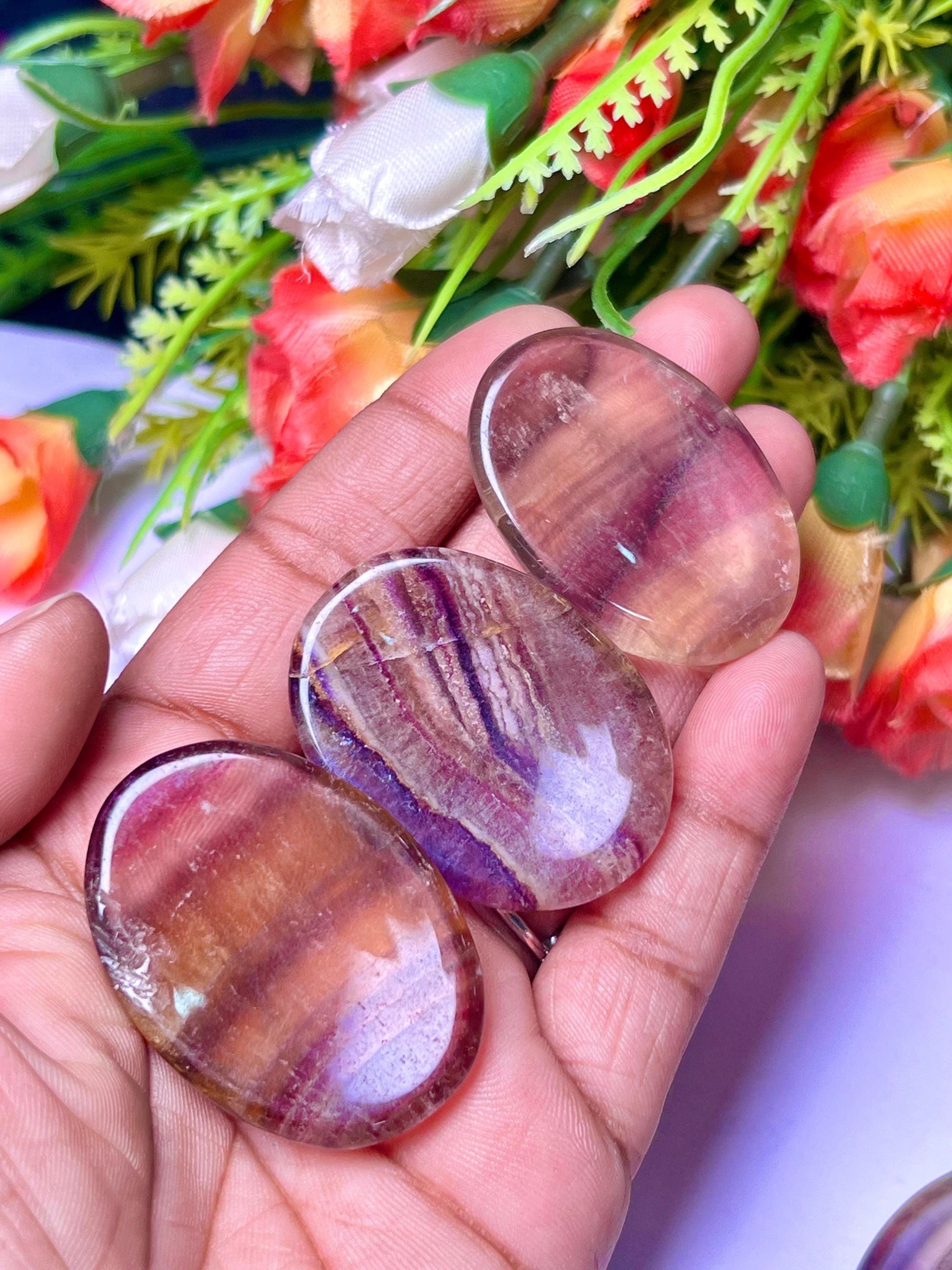 Yellow Fluorite Stone Worry Stone – Crystal Worry Stone – Pocket Stone – Healing Crystal - 4cmx3cm Thumb Stone One (1) Piece