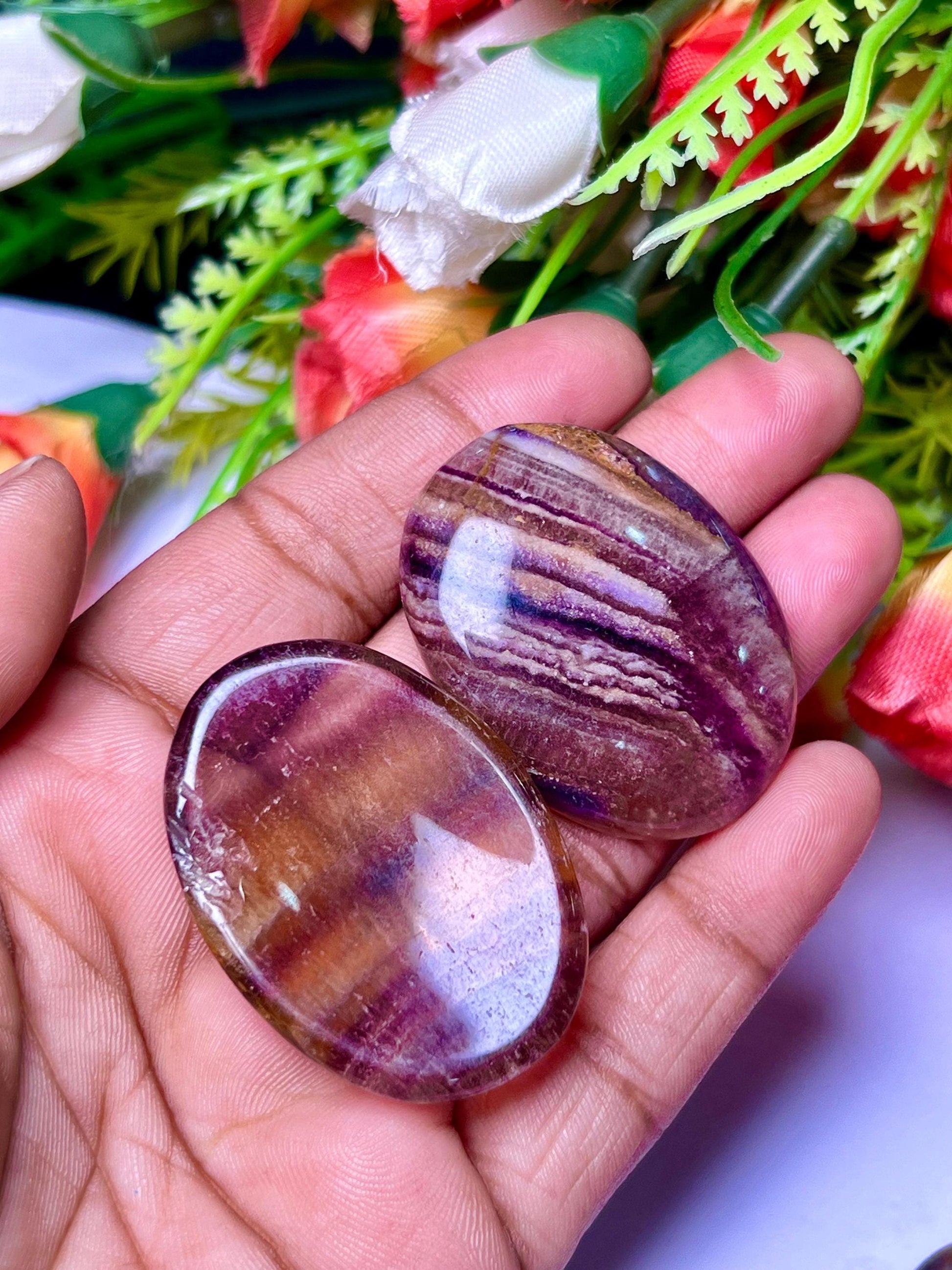 Yellow Fluorite Stone Worry Stone – Crystal Worry Stone – Pocket Stone – Healing Crystal - 4cmx3cm Thumb Stone One (1) Piece