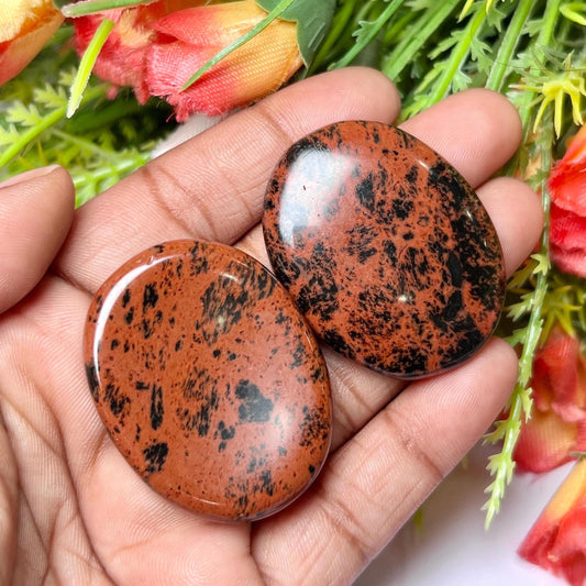 Mahogany Obsidian Stone Worry Stone – Crystal Worry Stone – Pocket Stone – Healing Crystal - 4cmx3cm Thumb Stone One (1) Piece