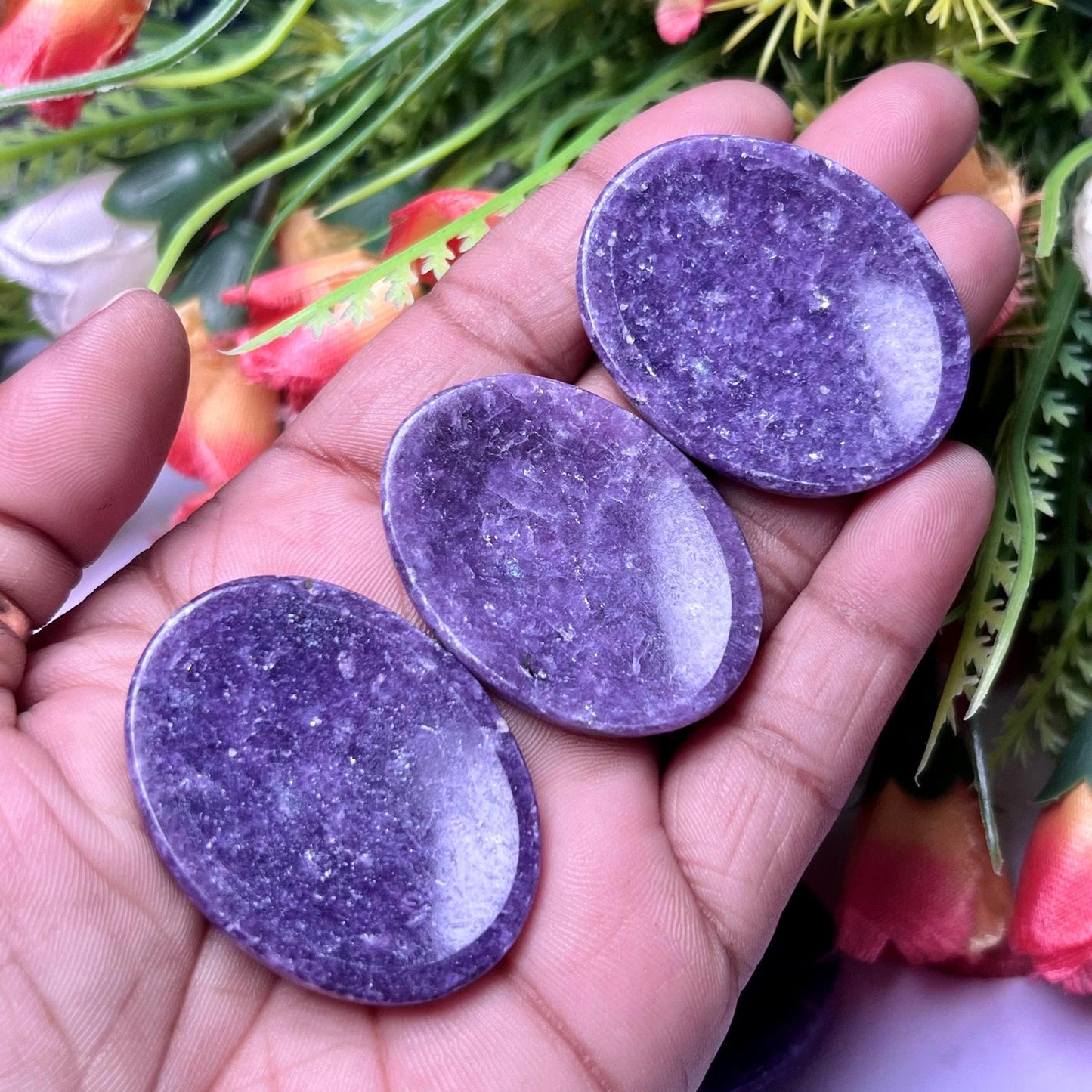 lepidolite Stone Worry Stone – Crystal Worry Stone – Pocket Stone – Healing Crystal - 4cmx3cm Thumb Stone One (1) Piece