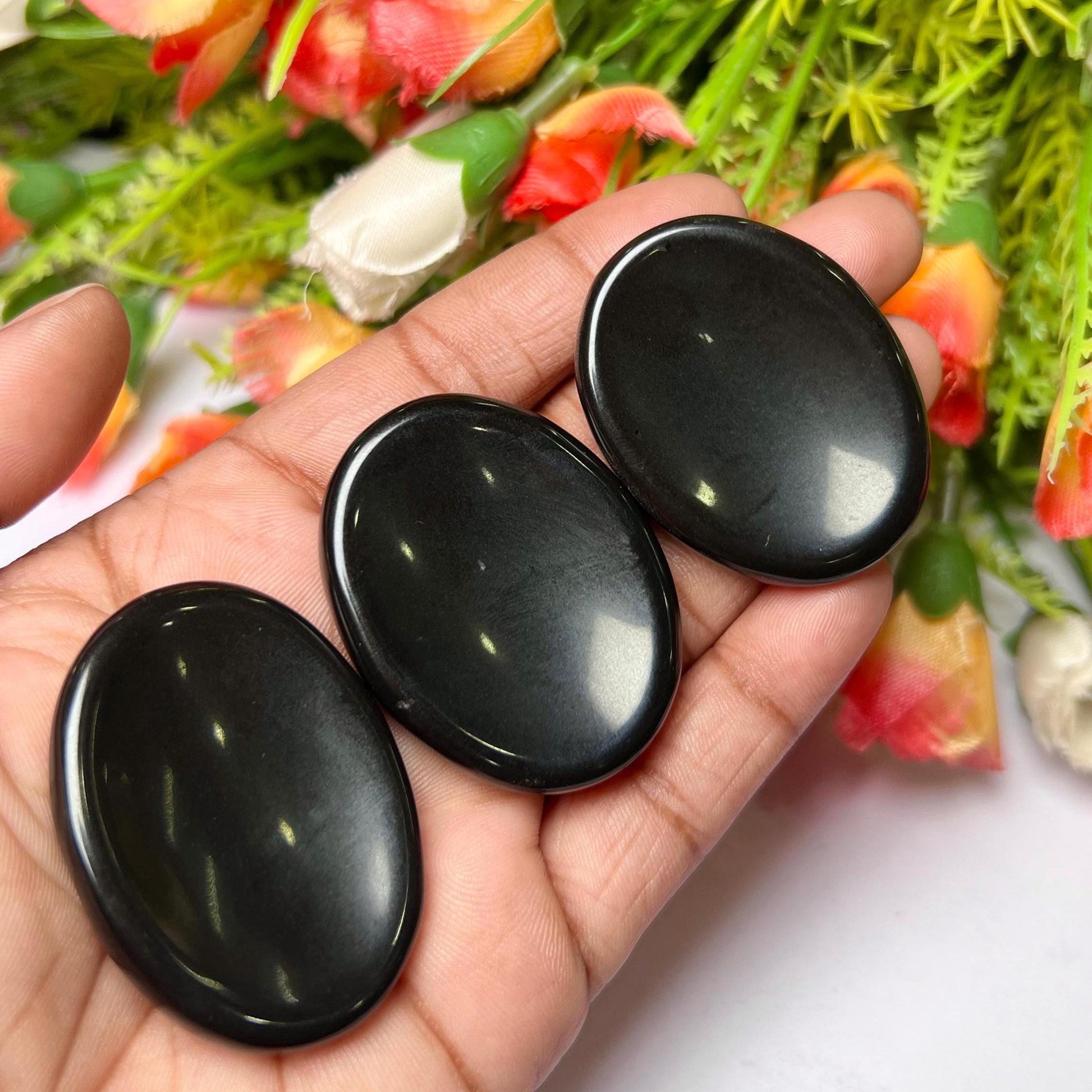 Black Obsidian Stone Worry Stone – Crystal Worry Stone – Pocket Stone – Healing Crystal - 4cmx3cm Thumb Stone One (1) Piece