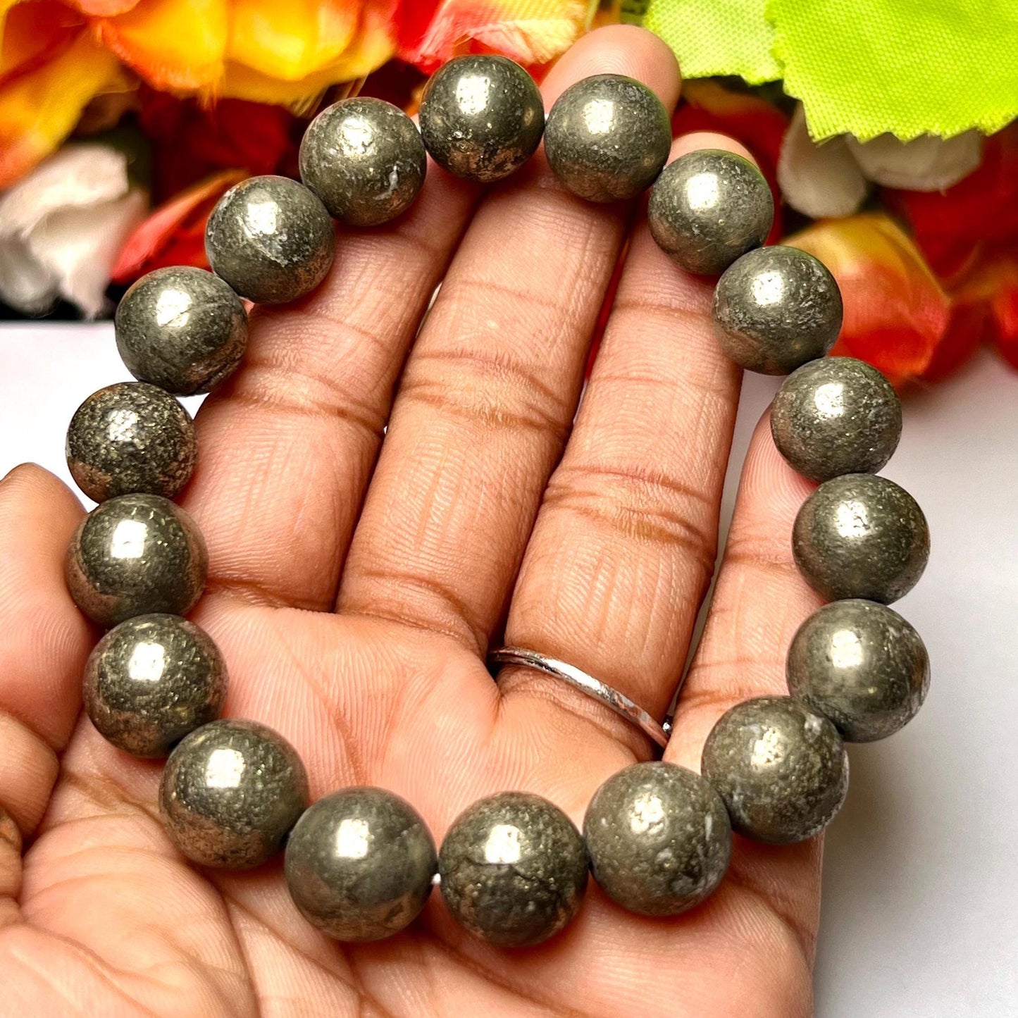 Men's 12 MM Pyrite Stone Bracelet| Jewelry for Men