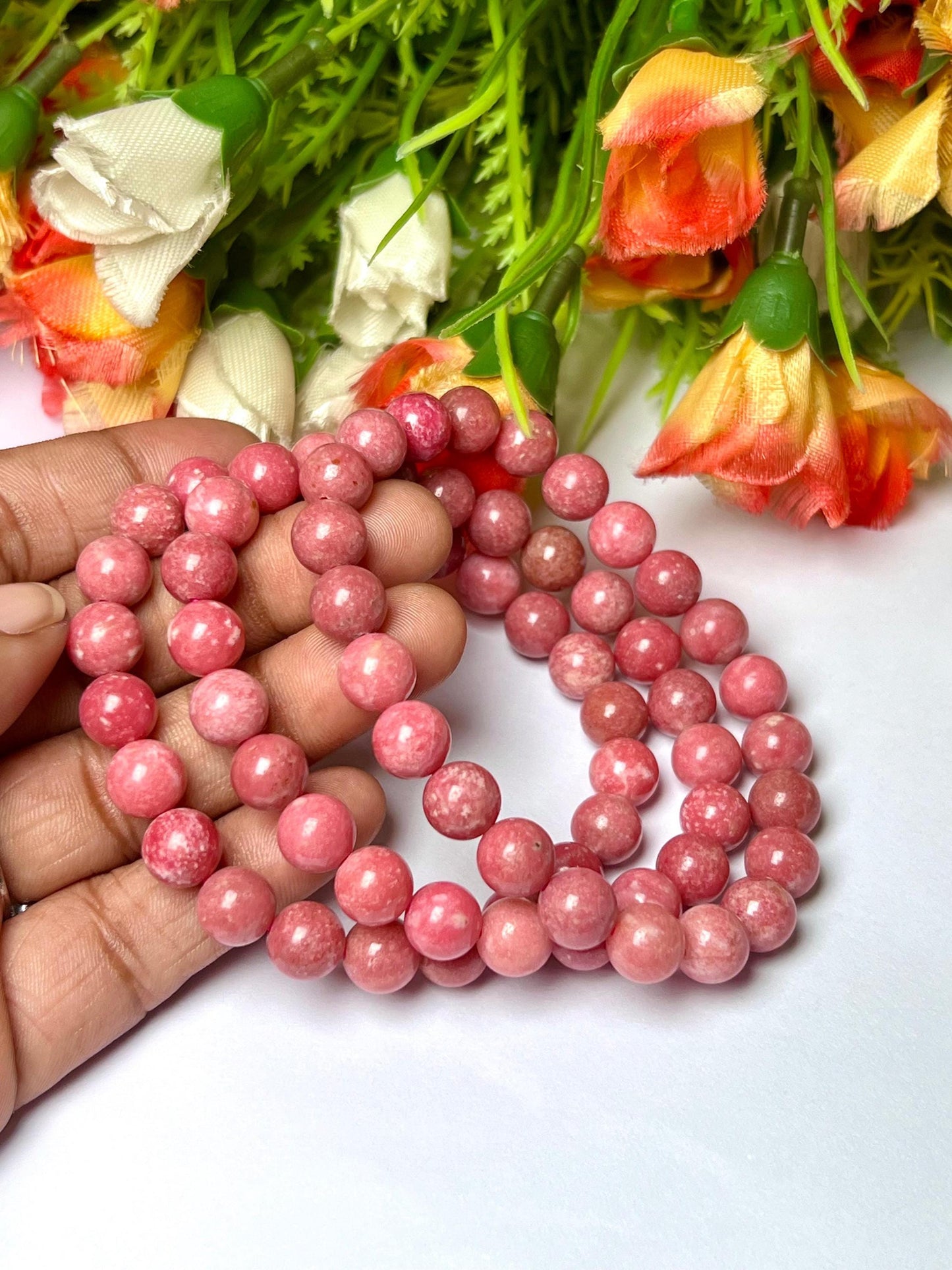 Thulite Stone Bracelet l Stretchable Bracelet l Unisex Bracelet l 8 MM Bracelet