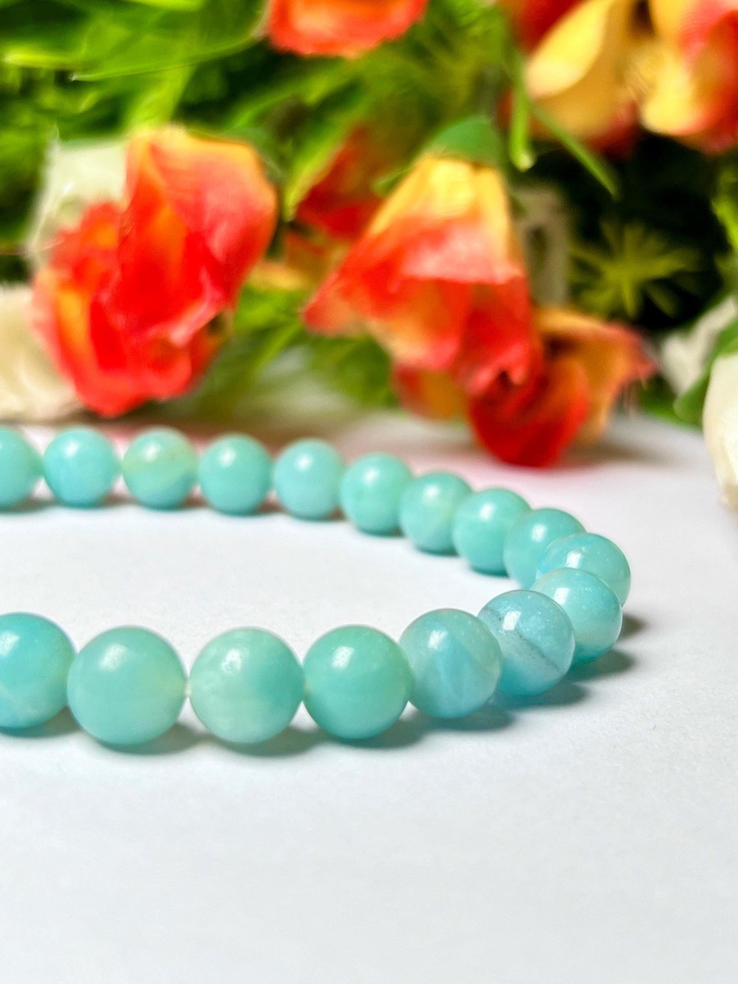 Amazonite Stone Bracelet l Stretchable Bracelet l Unisex Bracelet l 8 MM Bracelet