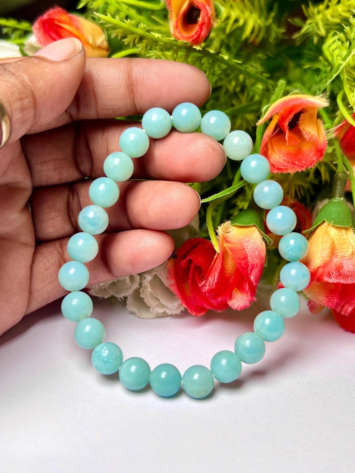 Amazonite Stone Bracelet l Stretchable Bracelet l Unisex Bracelet l 8 MM Bracelet