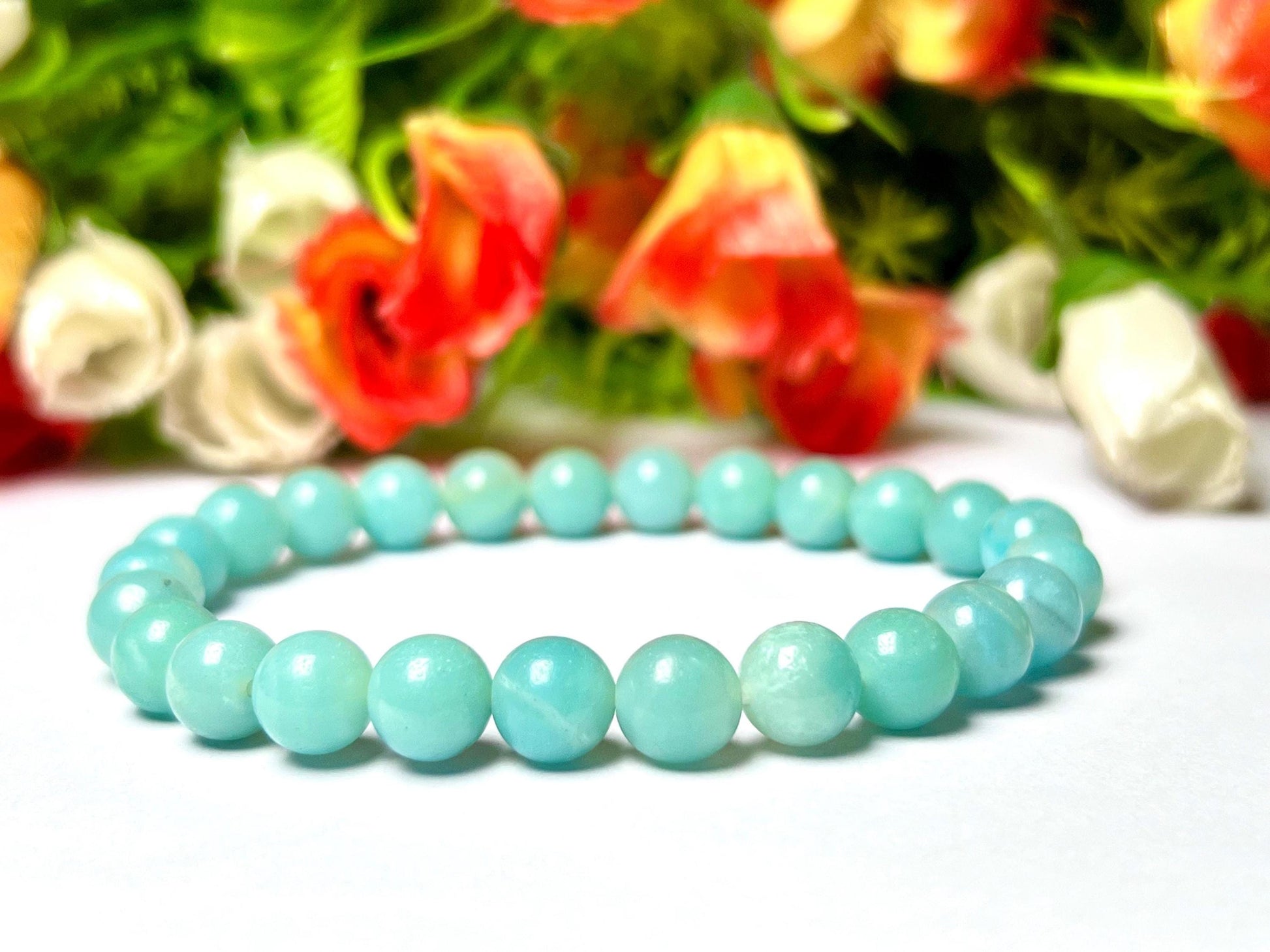 Amazonite Stone Bracelet l Stretchable Bracelet l Unisex Bracelet l 8 MM Bracelet