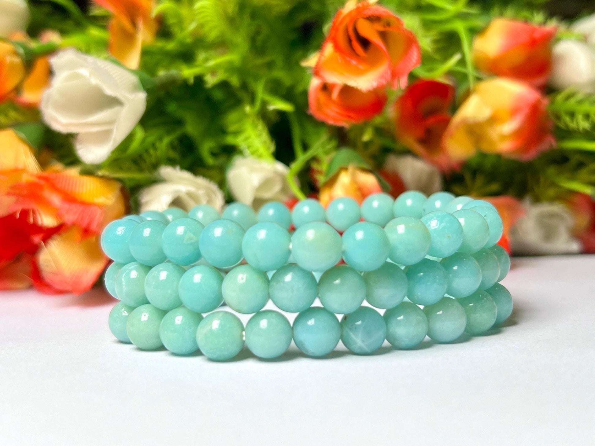 Amazonite Stone Bracelet l Stretchable Bracelet l Unisex Bracelet l 8 MM Bracelet