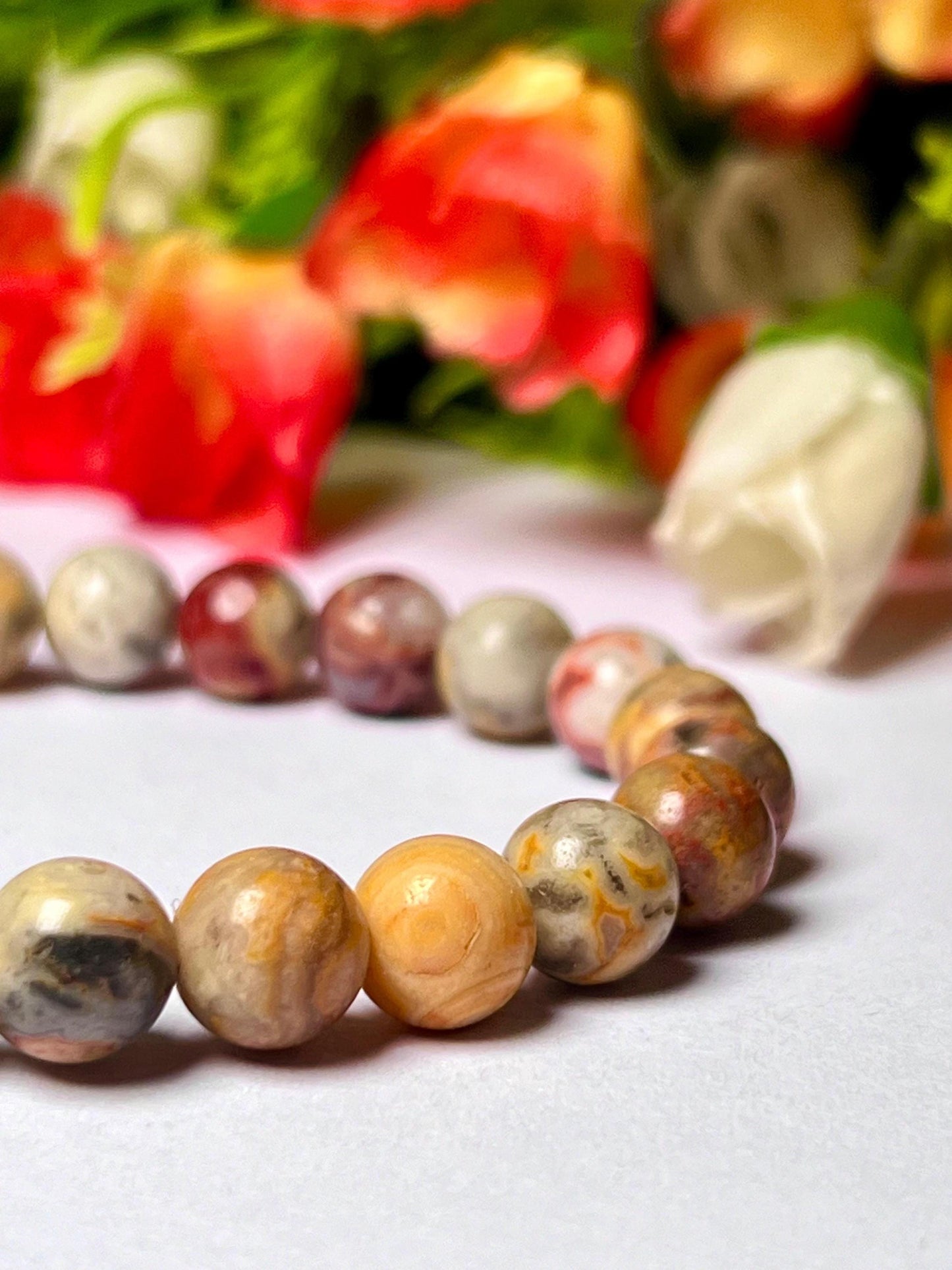 Crazy Lace Agate Stone Bracelet l Stretchable Bracelet l Unisex Bracelet l 8 MM Bracelet