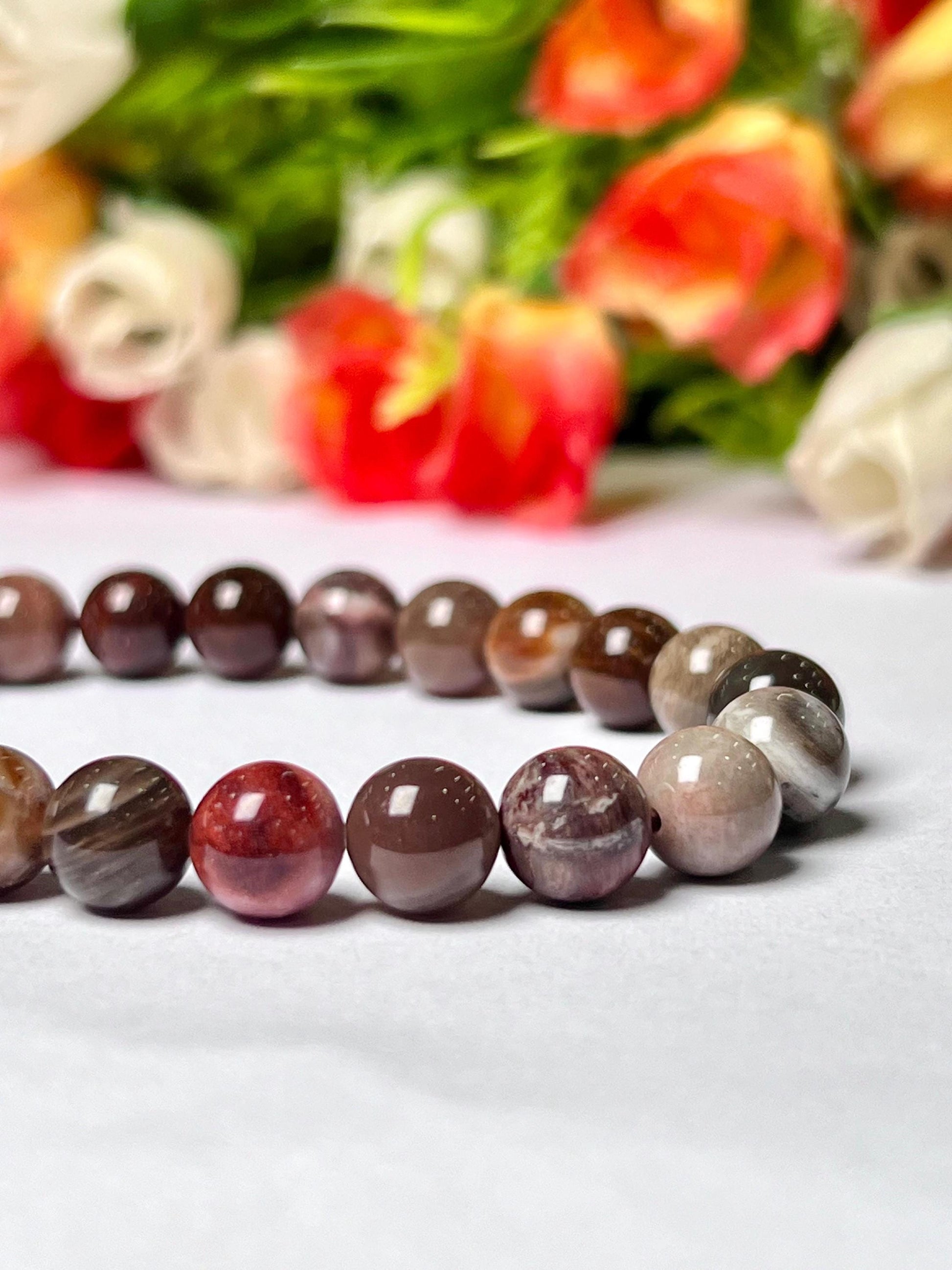 Petrified Wood Stone Bracelet l Stretchable Bracelet l Unisex Bracelet l 8 MM Bracelet