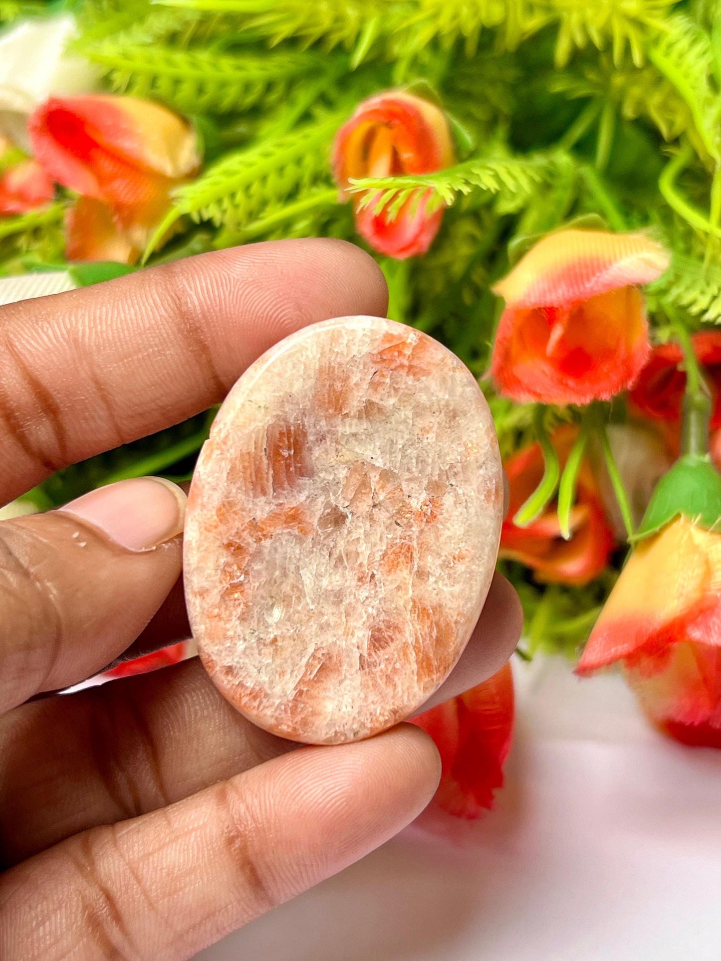 Sunstone Stone Worry Stone – Crystal Worry Stone – Pocket Stone – Healing Crystal - 4cmx3cm Thumb Stone One (1) Piece