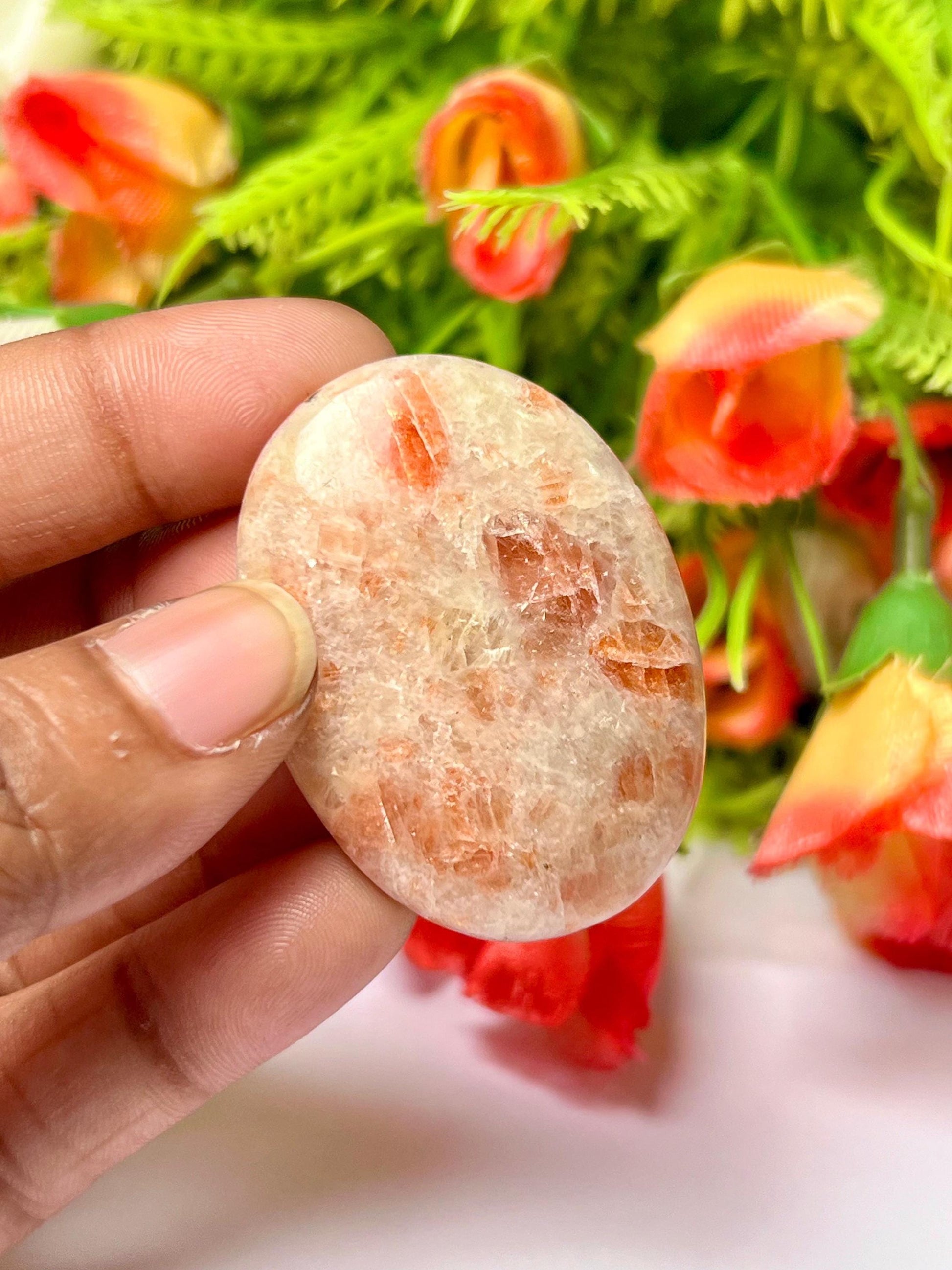 Sunstone Stone Worry Stone – Crystal Worry Stone – Pocket Stone – Healing Crystal - 4cmx3cm Thumb Stone One (1) Piece