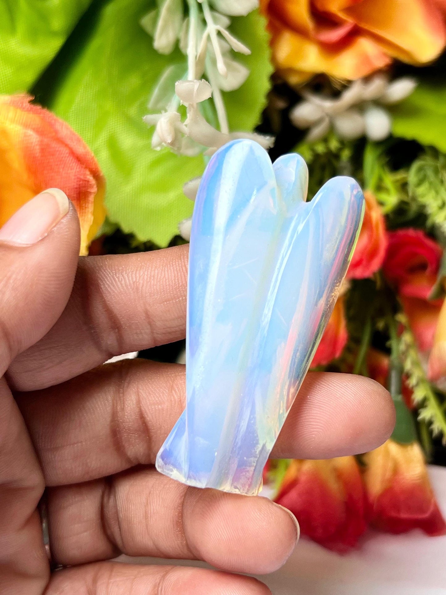 2" Opalite Stone ANGEL One(1) Piece Free standing guardian Angel crystal Reiki energy blessed hand carved Pocket Angel Angelic connection