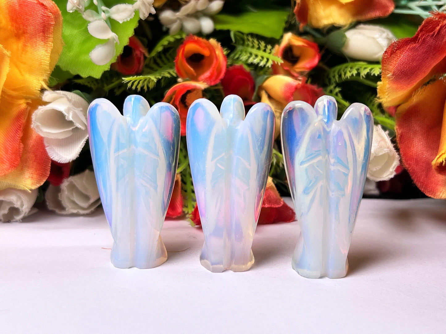 2" Opalite Stone ANGEL One(1) Piece Free standing guardian Angel crystal Reiki energy blessed hand carved Pocket Angel Angelic connection