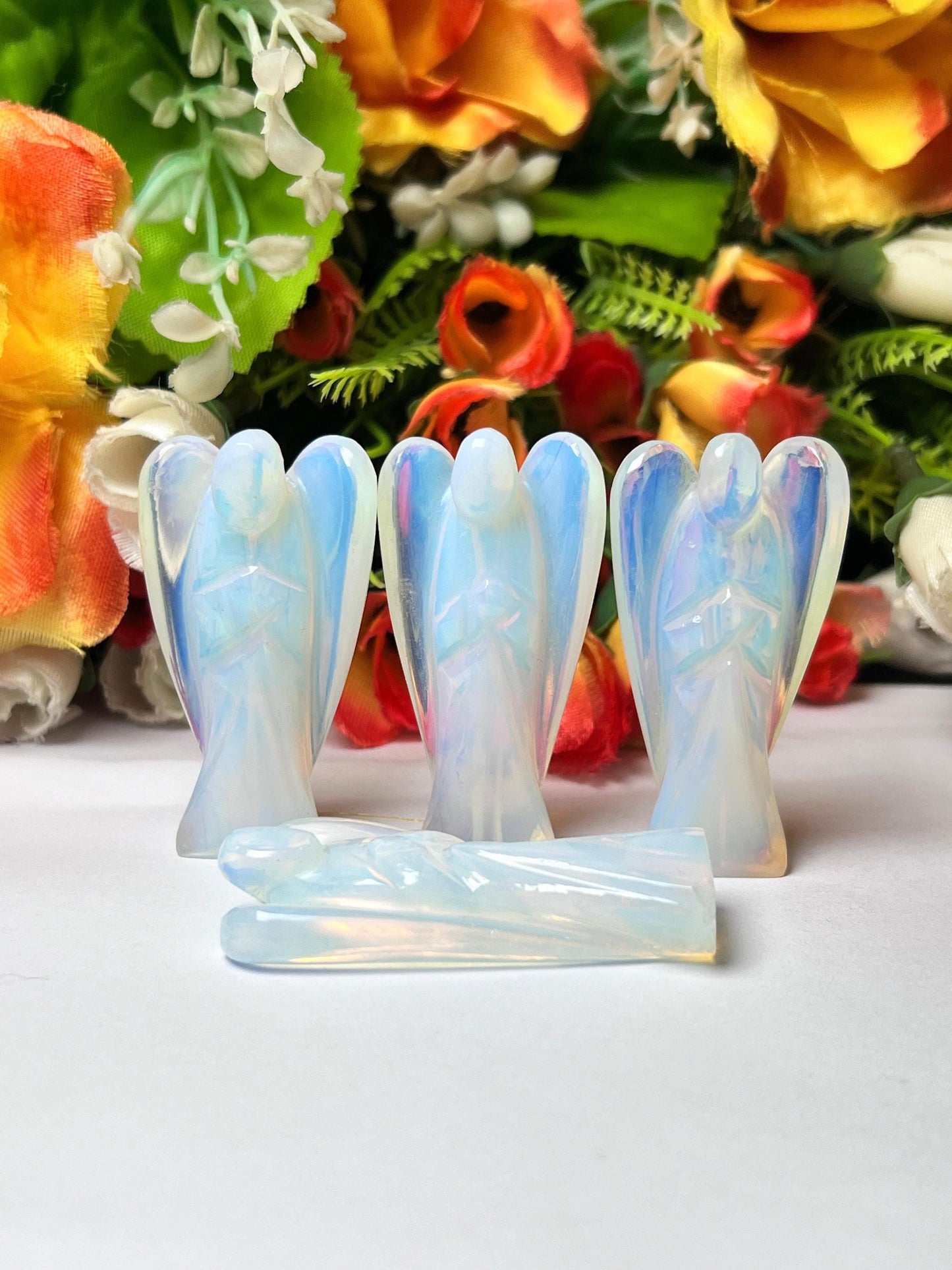 2" Opalite Stone ANGEL One(1) Piece Free standing guardian Angel crystal Reiki energy blessed hand carved Pocket Angel Angelic connection