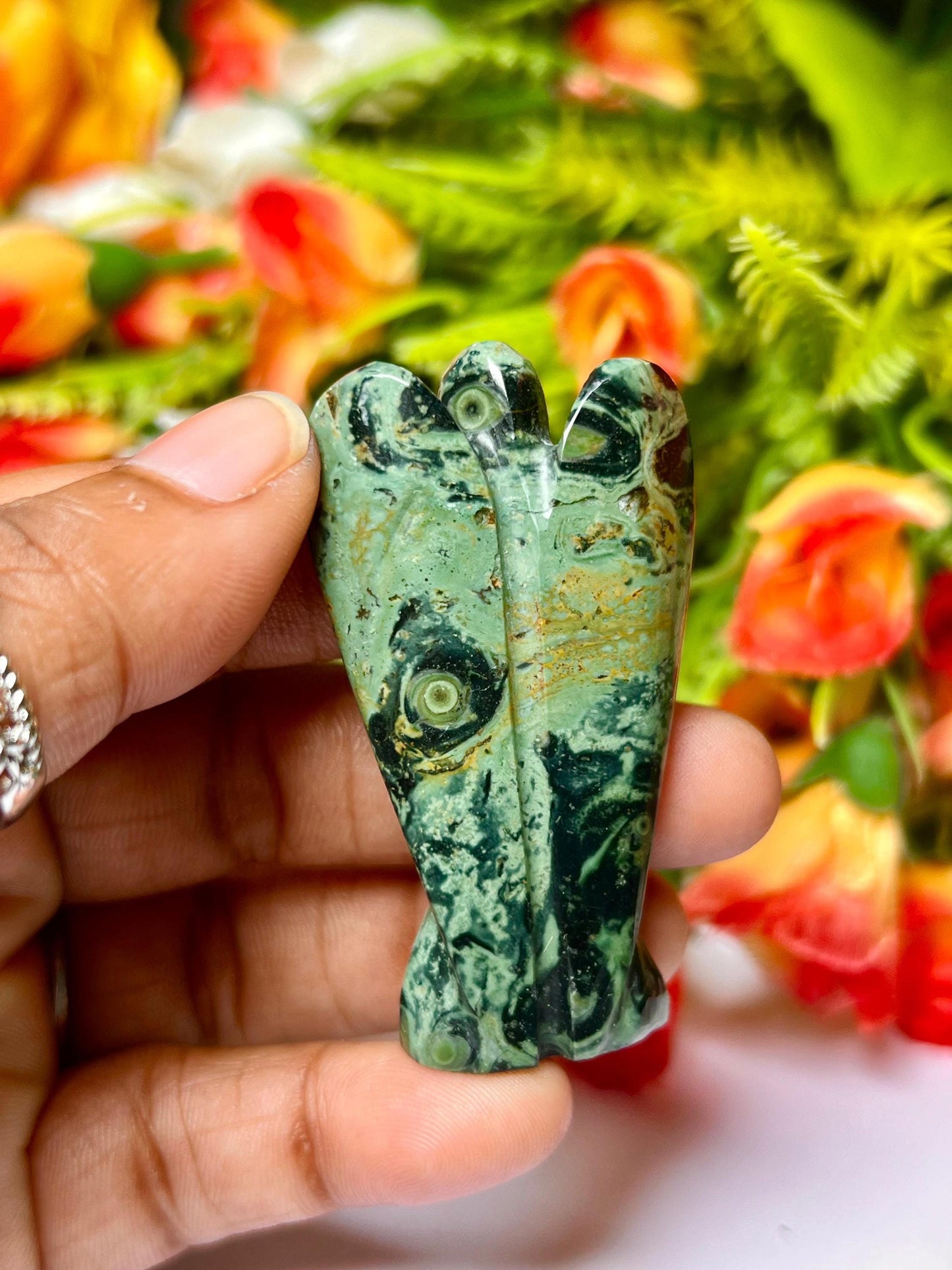 2" Angel Kambaba Jasper Stone Green Stromatolite Crocodile Jasper Galaxy Jasper,Amphibianite Stone Guardian Angel blessed Angelic connection