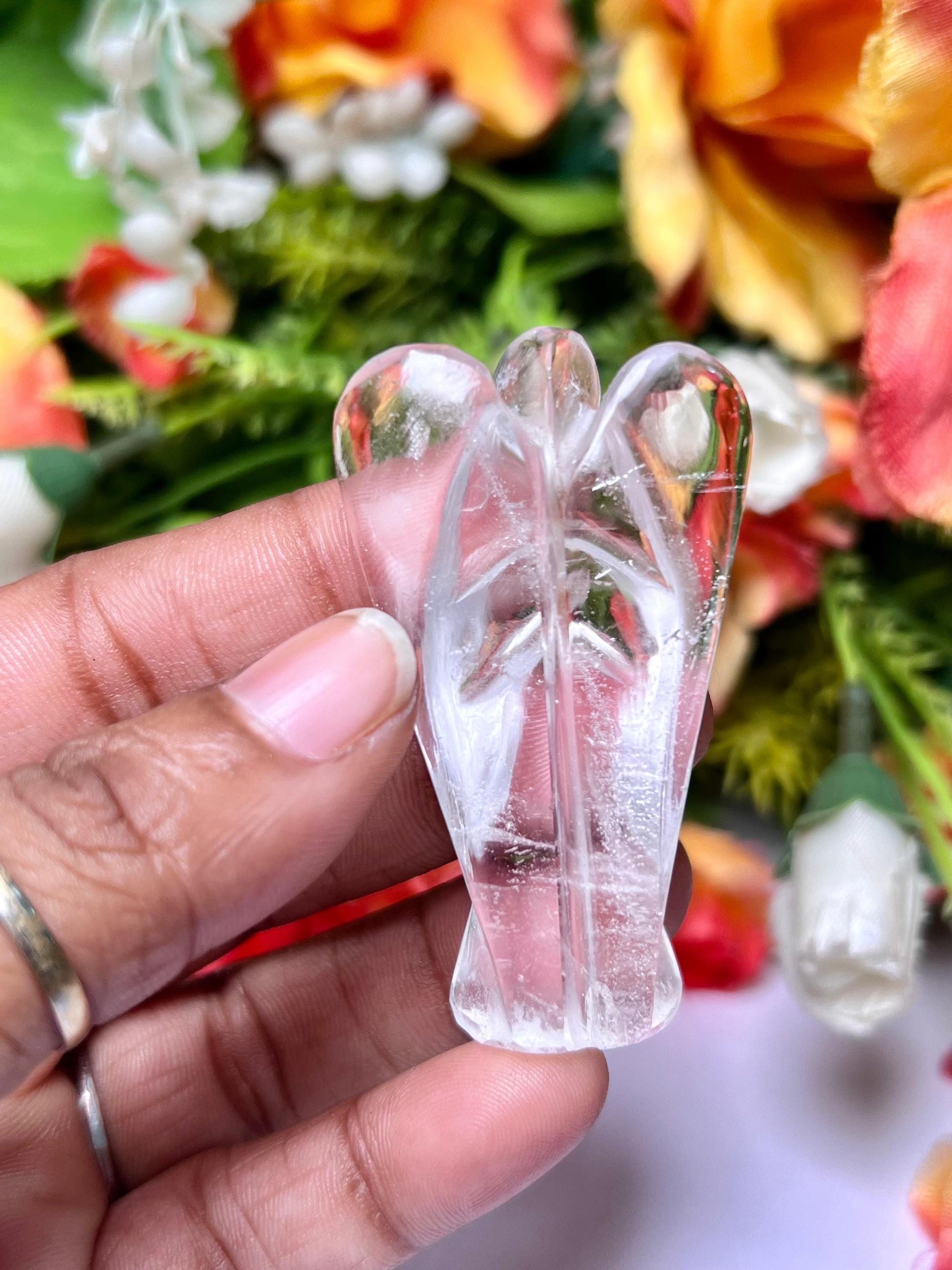 2" Himalayan crystal Quartz Stone ANGEL One(1)Piece Free standing guardian Angel crystal Reiki energy blessed hand carved Angelic connection