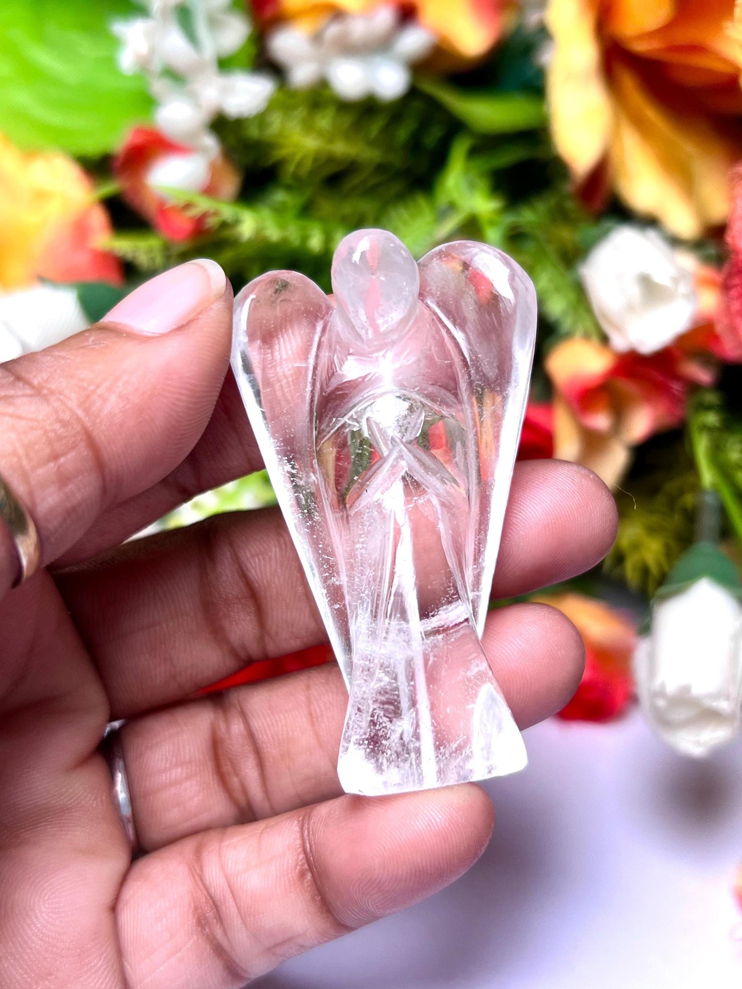 2" Himalayan crystal Quartz Stone ANGEL One(1)Piece Free standing guardian Angel crystal Reiki energy blessed hand carved Angelic connection