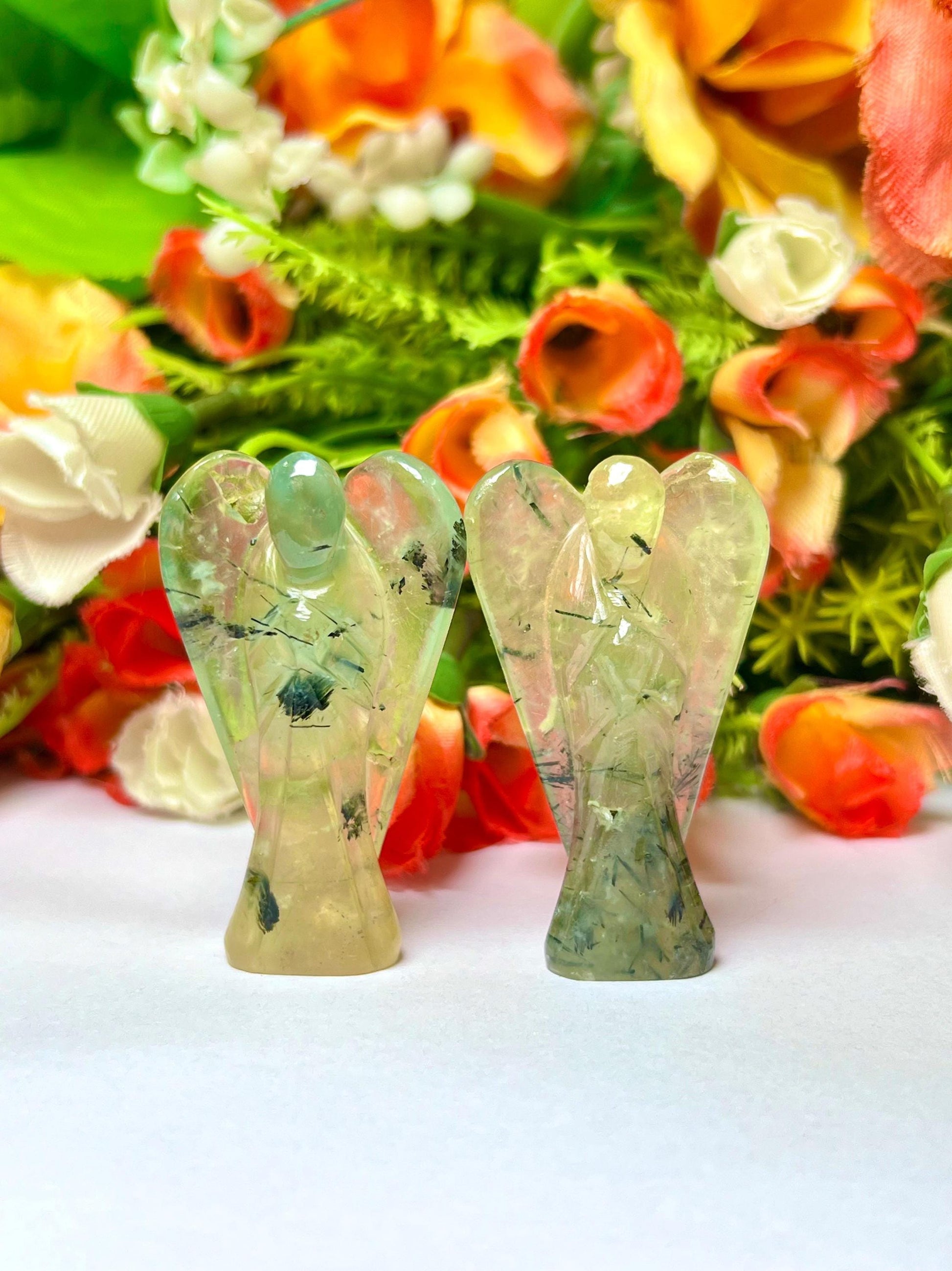 2" Prehnite Stone ANGEL (1) Piece Free standing guardian Angel crystal Reiki energy blessed hand carved Pocket Angel Angelic connection