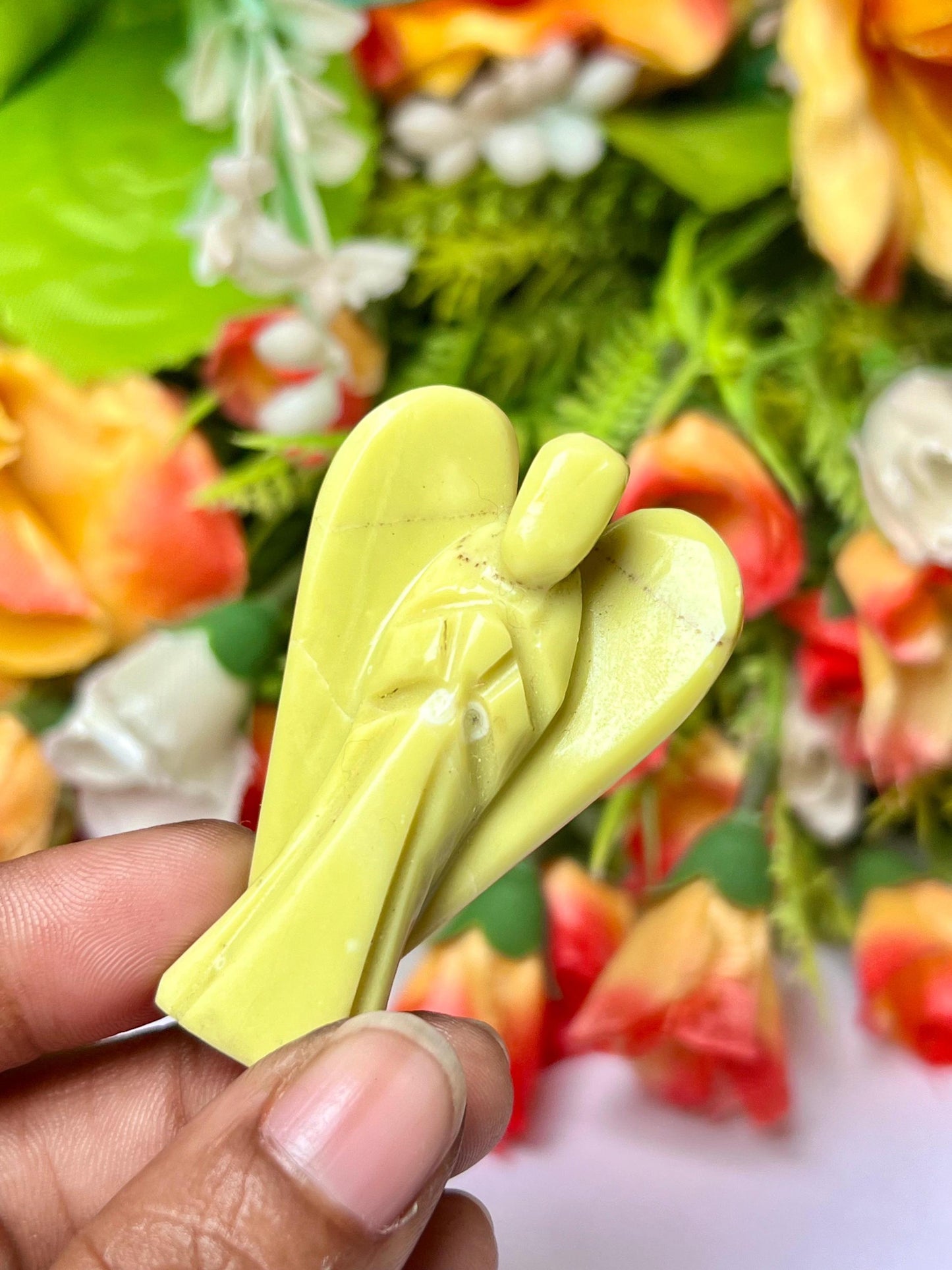 2" Serpentine Stone ANGEL (1) Piece Free standing guardian Angel crystal Reiki energy blessed hand carved Pocket Angel Angelic connection