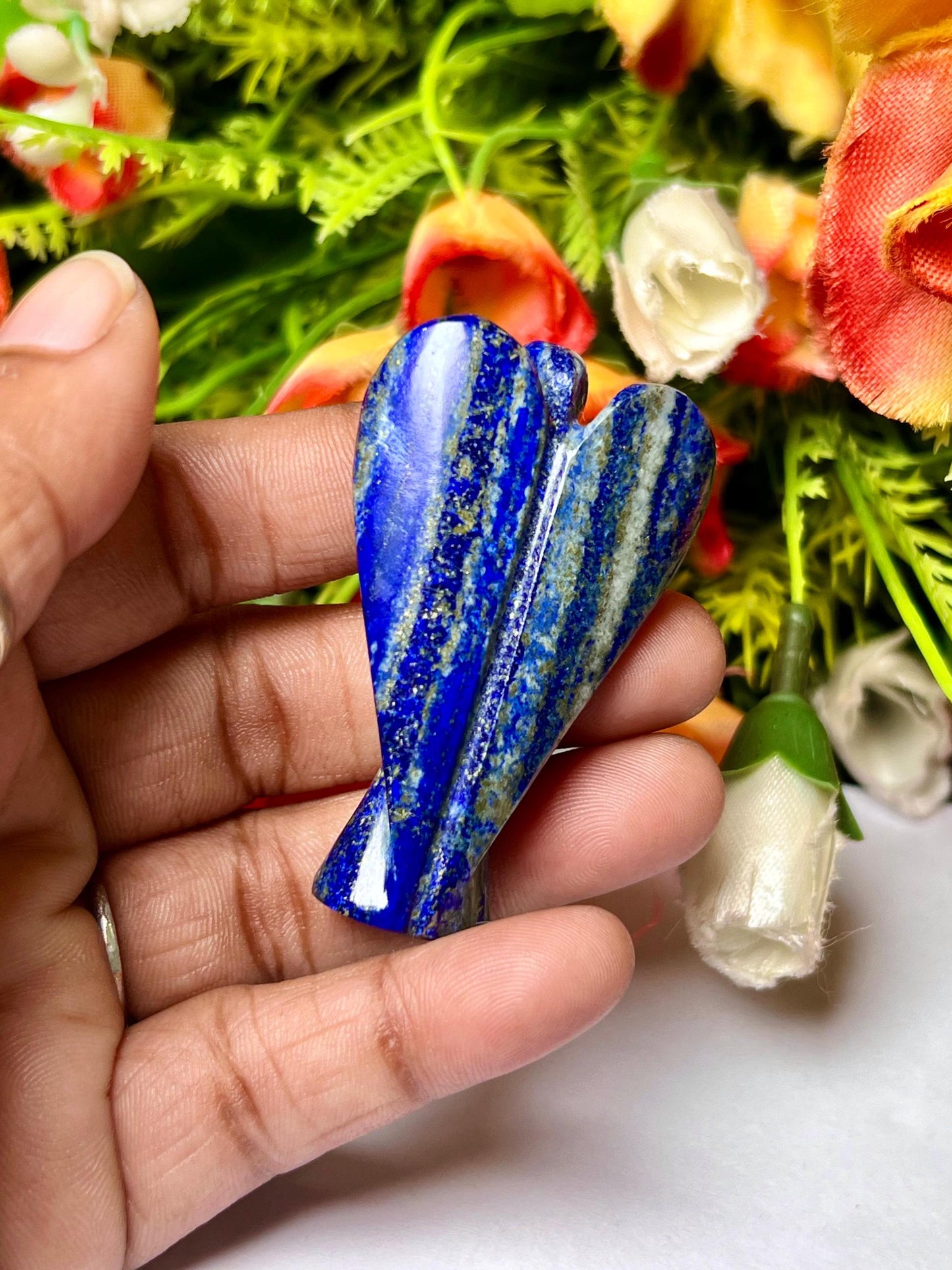 2" Lapis Lazuli Stone ANGEL (1) Piece Free standing guardian Angel crystal Reiki energy blessed hand carved Pocket Angel Angelic connection