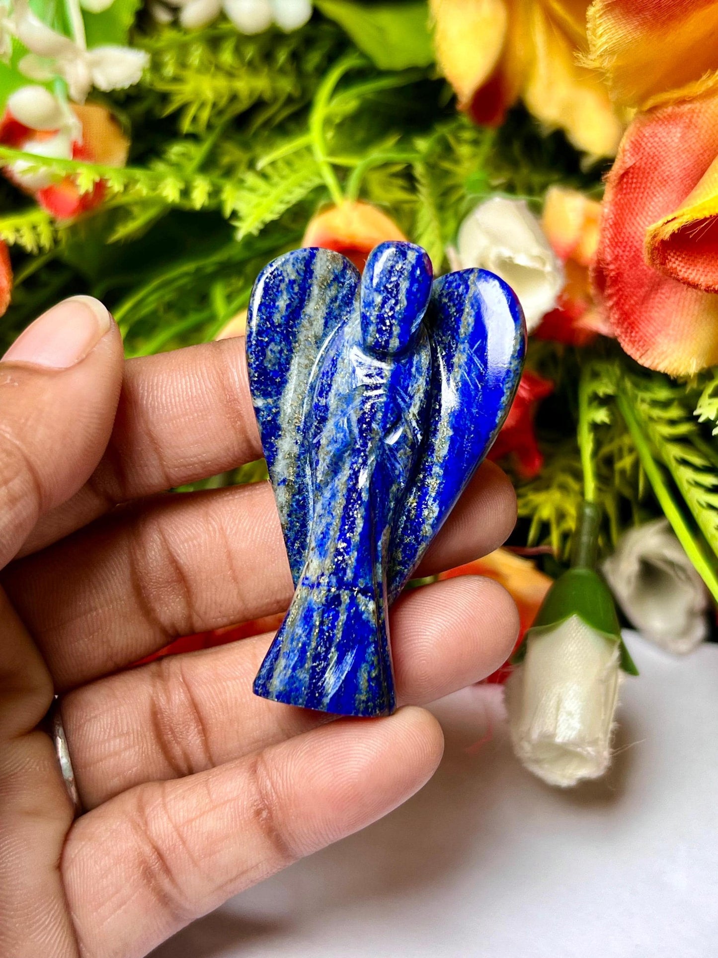 2" Lapis Lazuli Stone ANGEL (1) Piece Free standing guardian Angel crystal Reiki energy blessed hand carved Pocket Angel Angelic connection