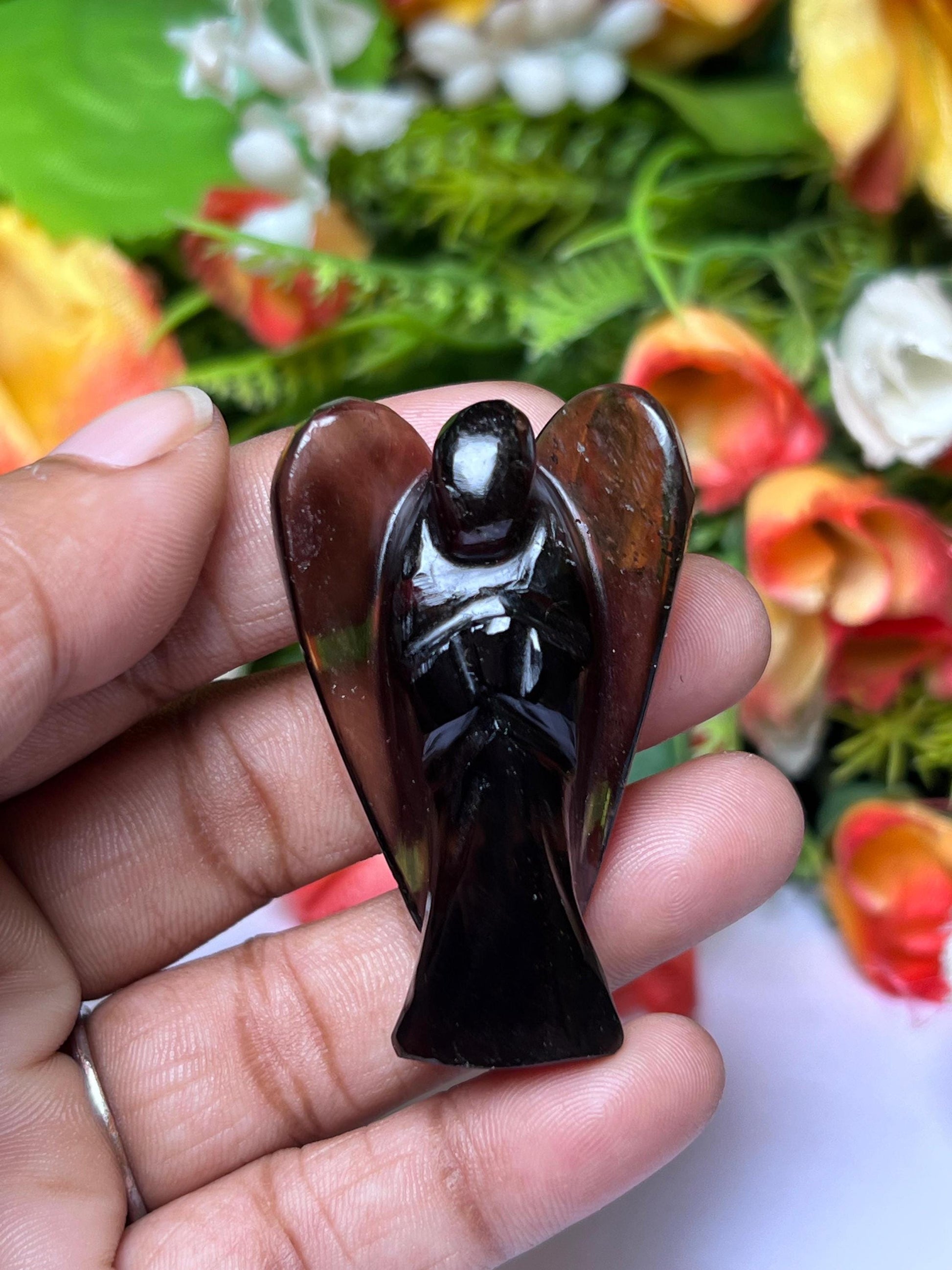 2" Himalayan Smoky Quartz Stone ANGEL One(1)Piece Free standing guardian Angel crystal Reiki energy blessed hand carved Angelic connection