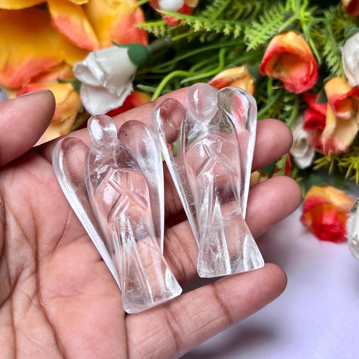 2" Himalayan crystal Quartz Stone ANGEL One(1)Piece Free standing guardian Angel crystal Reiki energy blessed hand carved Angelic connection