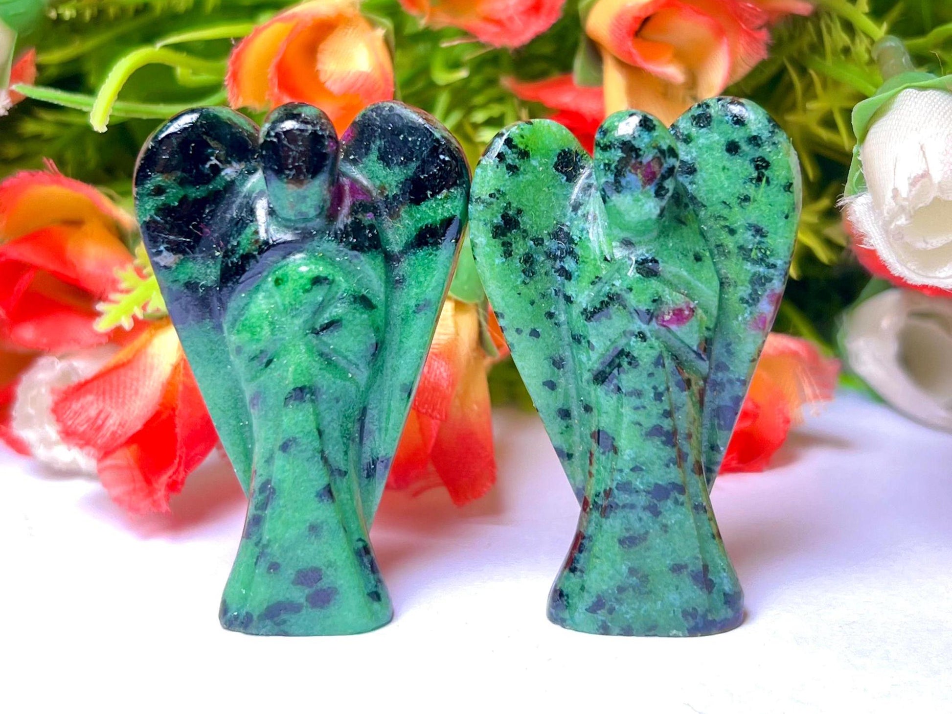 2" African Ruby Zoisite Stone ANGEL One(1) Piece Free standing guardian Angel crystal Reiki energy blessed hand carved Angelic connection