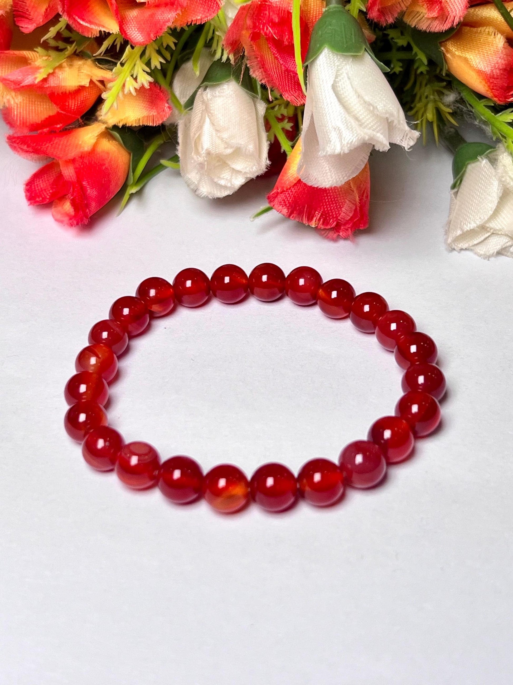 Red Onyx Stone Bracelet l Stretchable Bracelet l Unisex Bracelet l 8 MM Bracelet