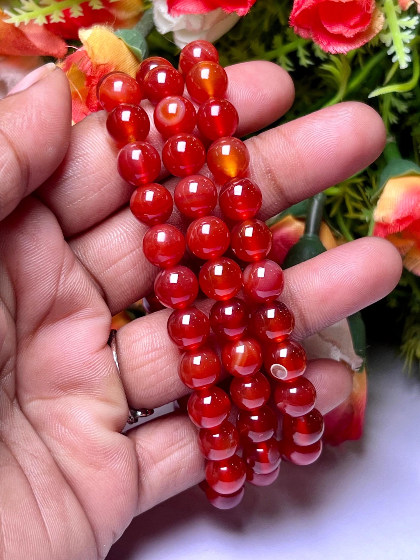 Red Onyx Stone Bracelet l Stretchable Bracelet l Unisex Bracelet l 8 MM Bracelet